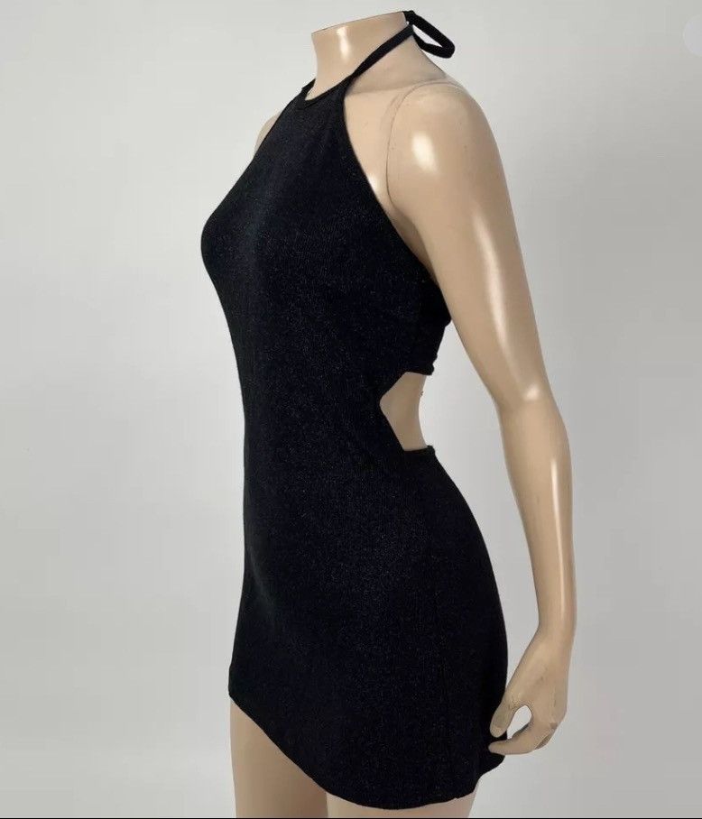 Vintage VTG 90s Y2K Halter Black Sparkly Mini Dress Size S / US 4 / IT 40 - 3 Thumbnail