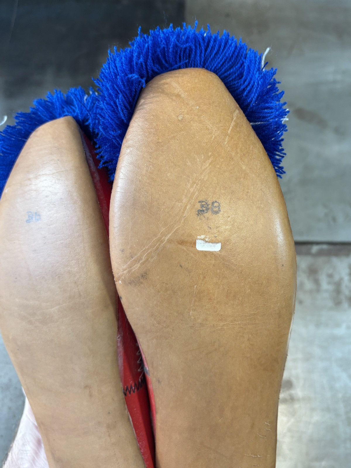 Vintage Greek Tsarouchi Slippers Pom Pom Loafers Vintage Army Guard Size US 8 / IT 38 - 9 Thumbnail