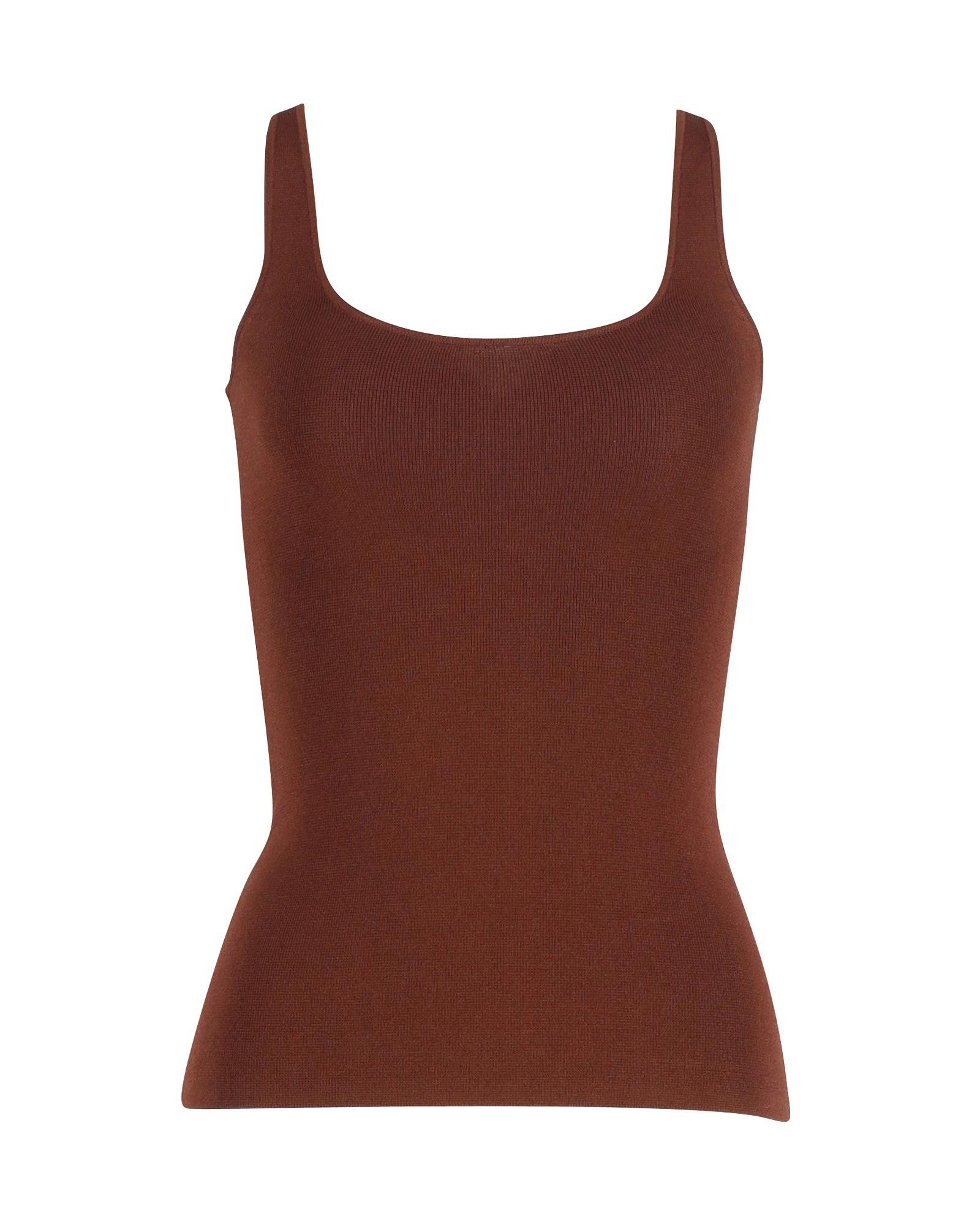 Image of Toteme Ribbed-Knit Tank Top In Chestnut Brown Viscose, Women's (Size XS)