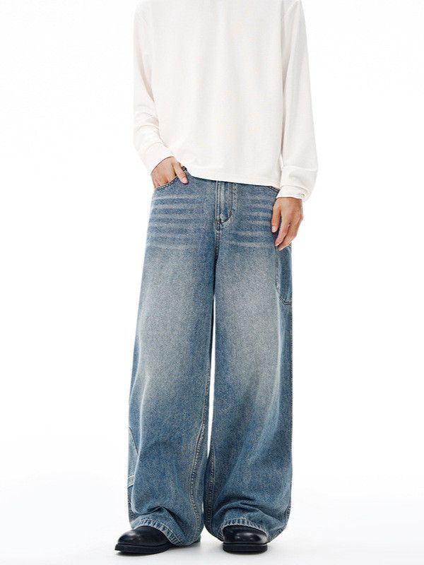 Vintage American retro patchwork straight leg loose jeans Size US 32 / EU 48 - 2 Thumbnail