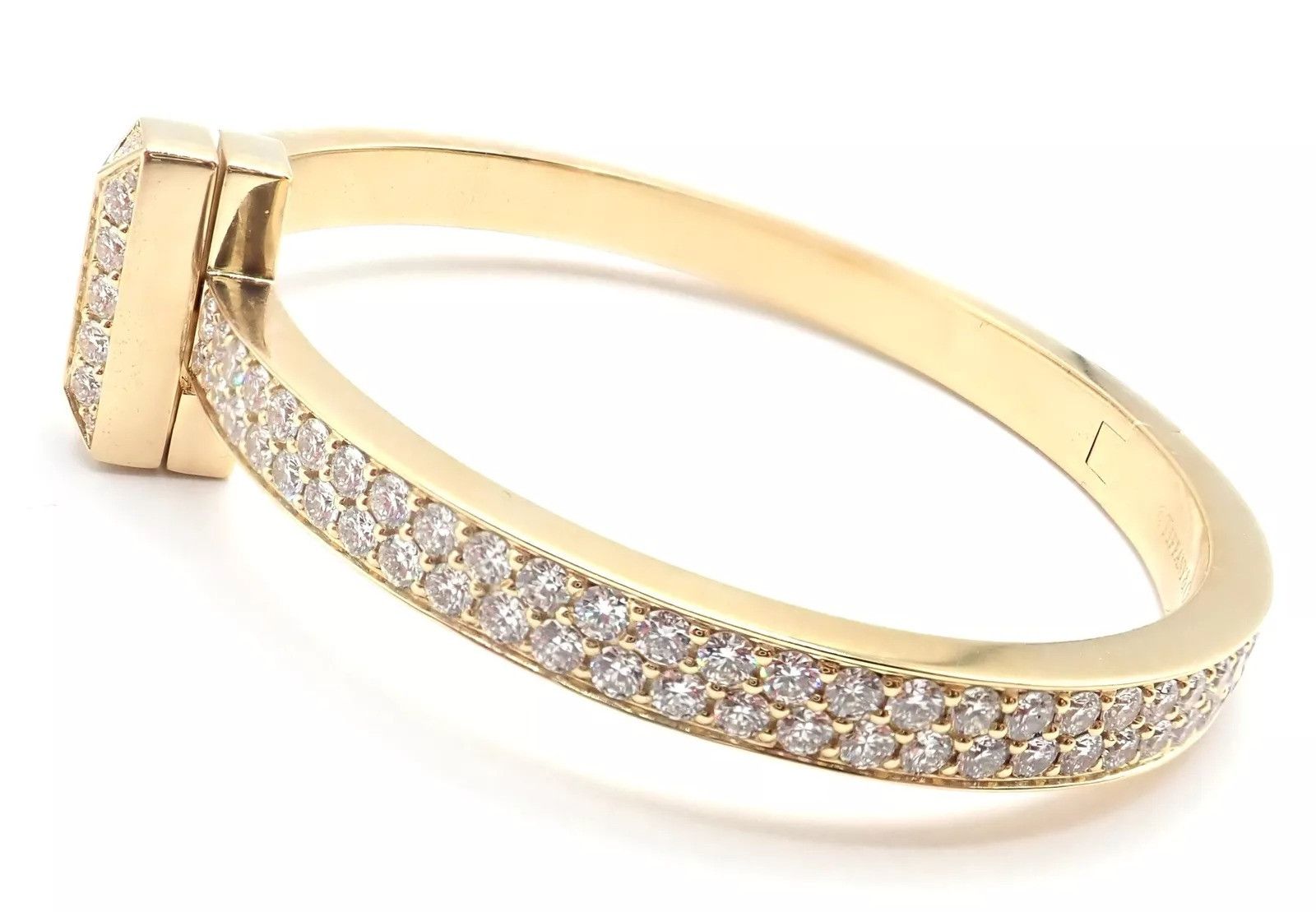 Tiffany & Co. Tiffany & Co 18k Yellow Gold Diamond T1 Wide Bangle Bracelet Size ONE SIZE - 8 Thumbnail
