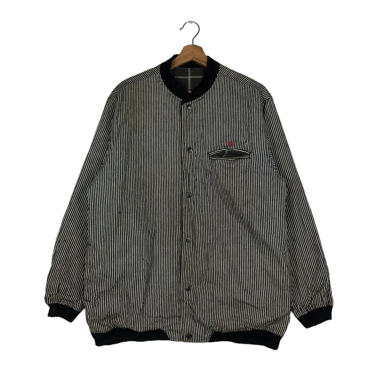 Japanese Brand × Vintage 📌VINTAGE BOMBER JACKET HICKORY OUT OF SIGHT ISSEY MIYAKE Size US M / EU 48-50 / 2 - 2 Thumbnail