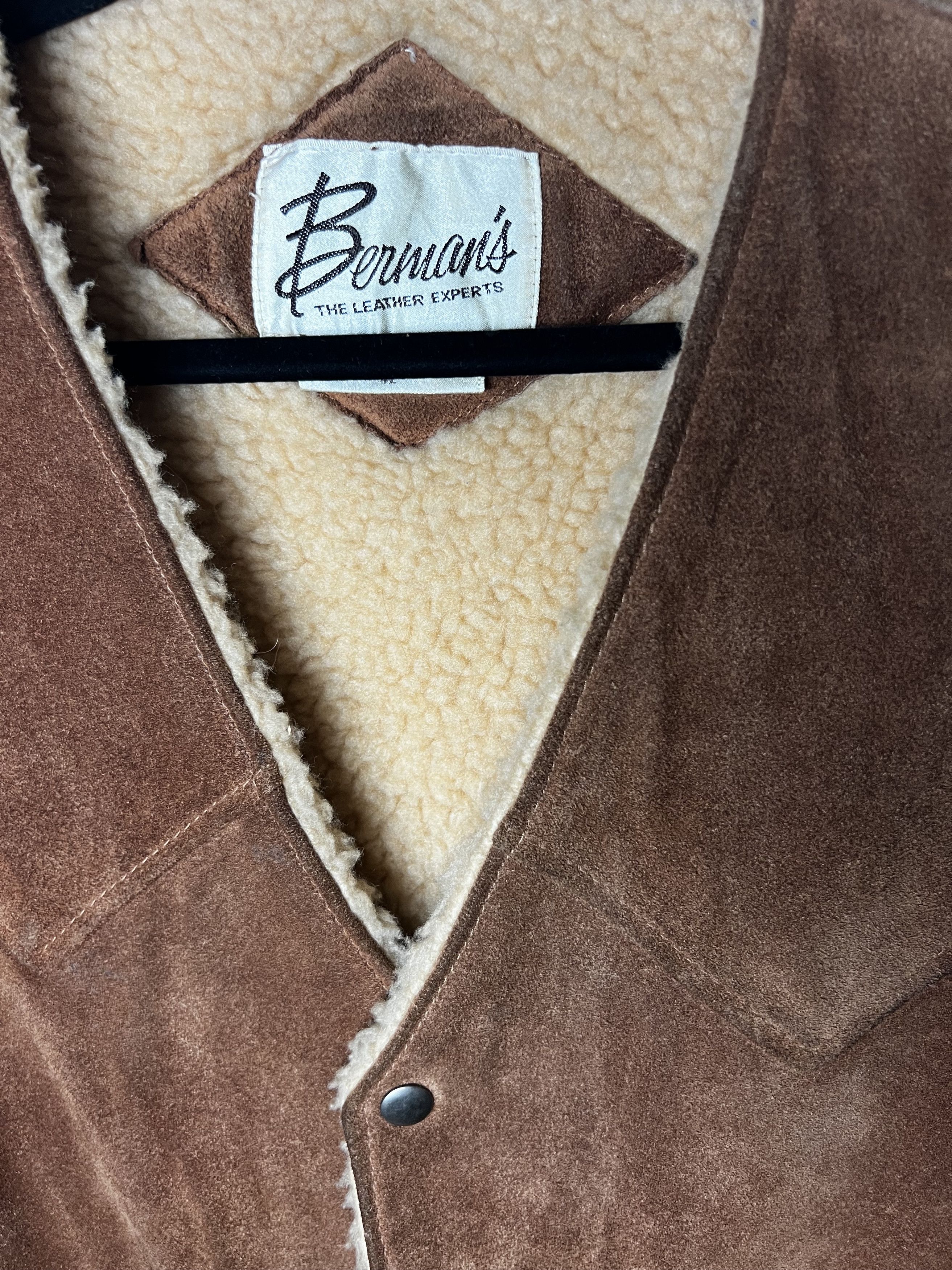 Vintage Vintage 1970's Berman's Brown Suede Leather Sherpa Vest Size US L / EU 52-54 / 3 - 6 Thumbnail