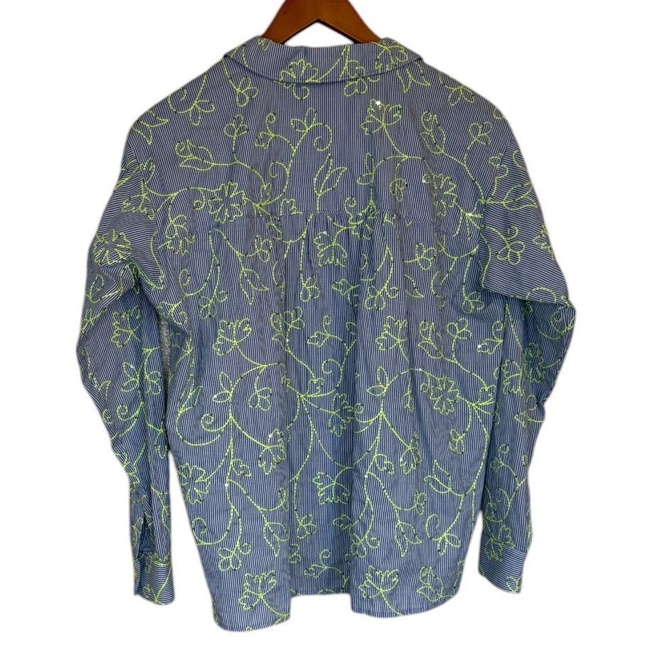 Anthropologie Anthropologie Maeve Shirt Women 2 Blue Embroidered Button Up Size XS / US 0-2 / IT 36-38 - 5 Thumbnail