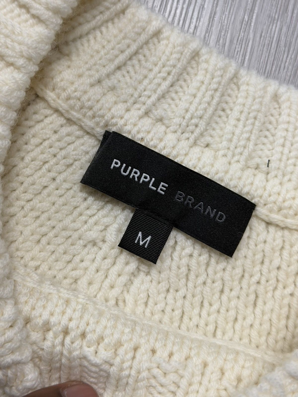Purple Brand Purple Brand Cable Sweater Vest Whisper White Gothic Size US M / EU 48-50 / 2 - 2 Thumbnail