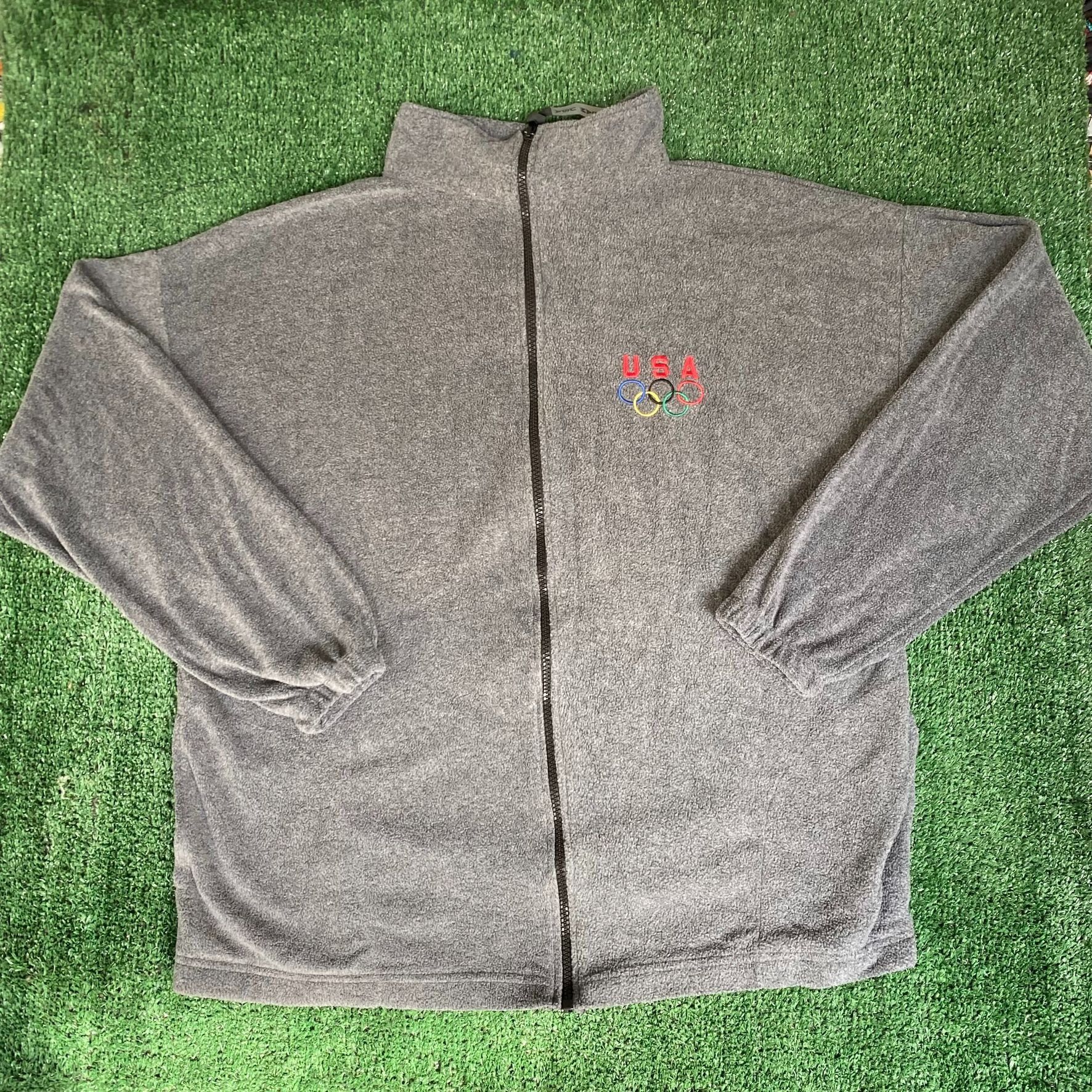 USA Olympics × Vintage Vintage Y2K USA Olympics Fleece Rings Logo Full Zip Jacket Size US XL / EU 56 / 4 - 1 Thumbnail
