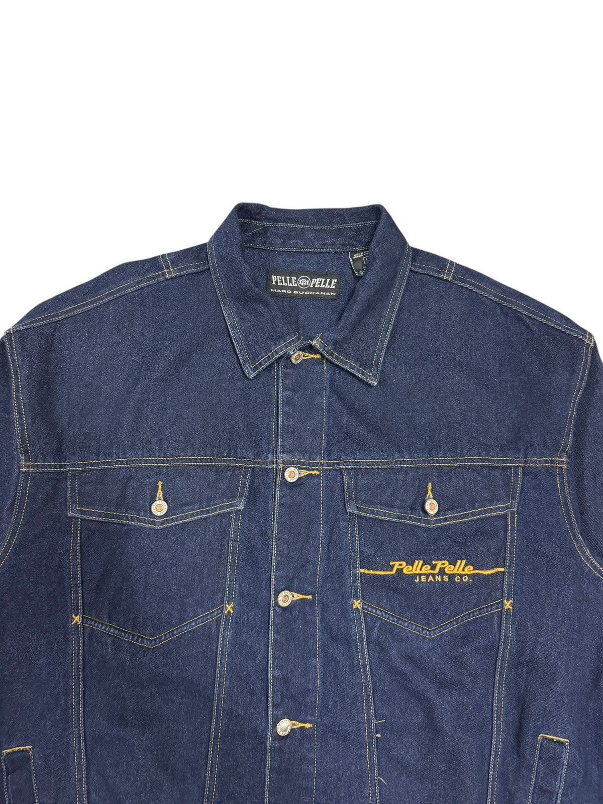 Marc Buchanan × Pelle Pelle × Vintage Vtg🔥90’s Marc Buchanan Pelle Pelle Jeans Trucker Jacket Size US L / EU 52-54 / 3 - 3 Thumbnail