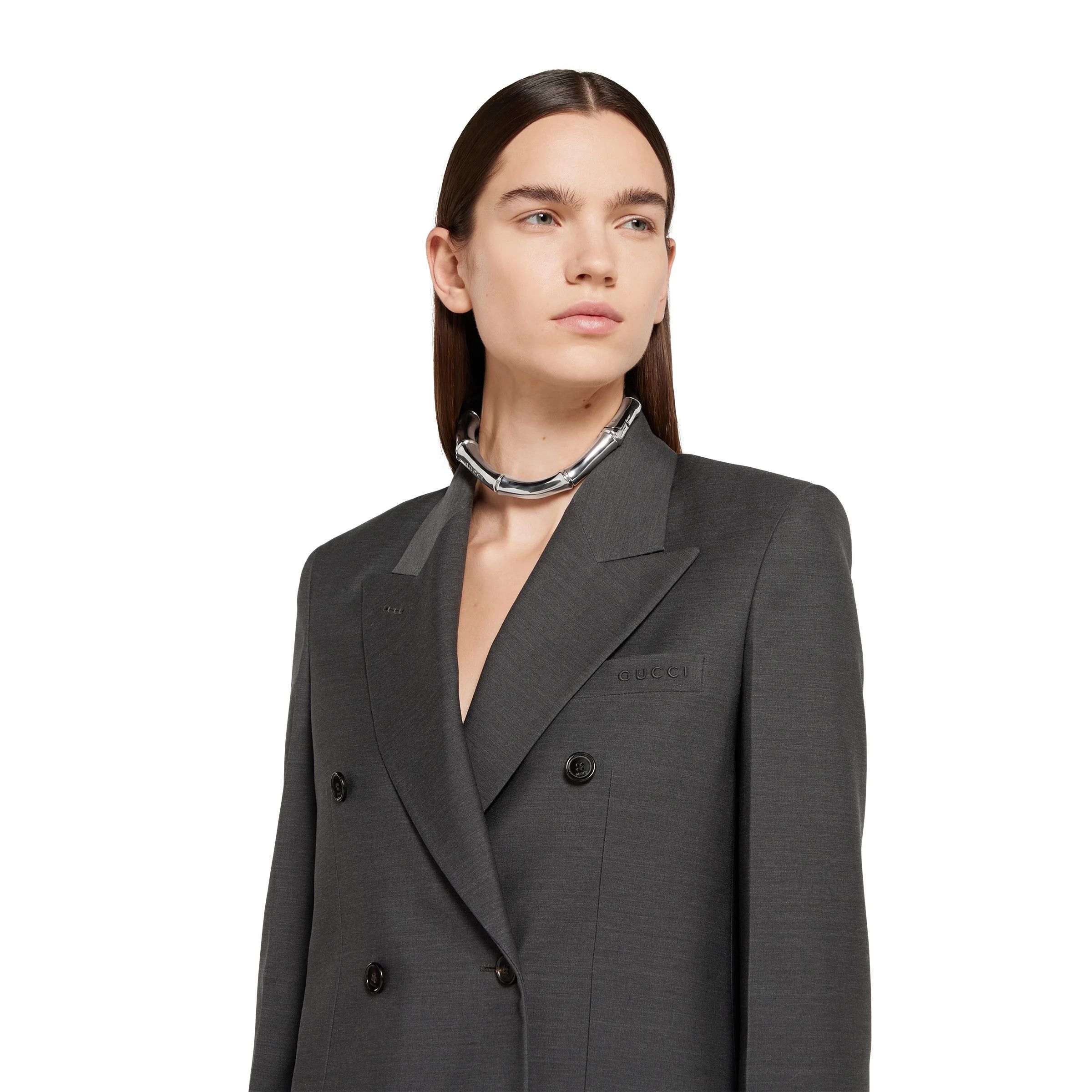 Gucci o1loc1c0226 830493 Wool Double-Breasted Jacket in Grey Size S / US 4 / IT 40 - 5 Thumbnail