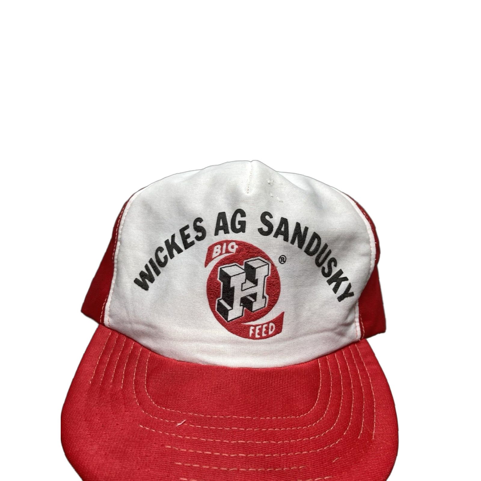 Vintage VINTAGE A&G Snapback Hat Cap Red Adjustable Men Distressed Sandusky Michigan H feed farm Wickes OG Big H Size ONE SIZE - 1 Thumbnail