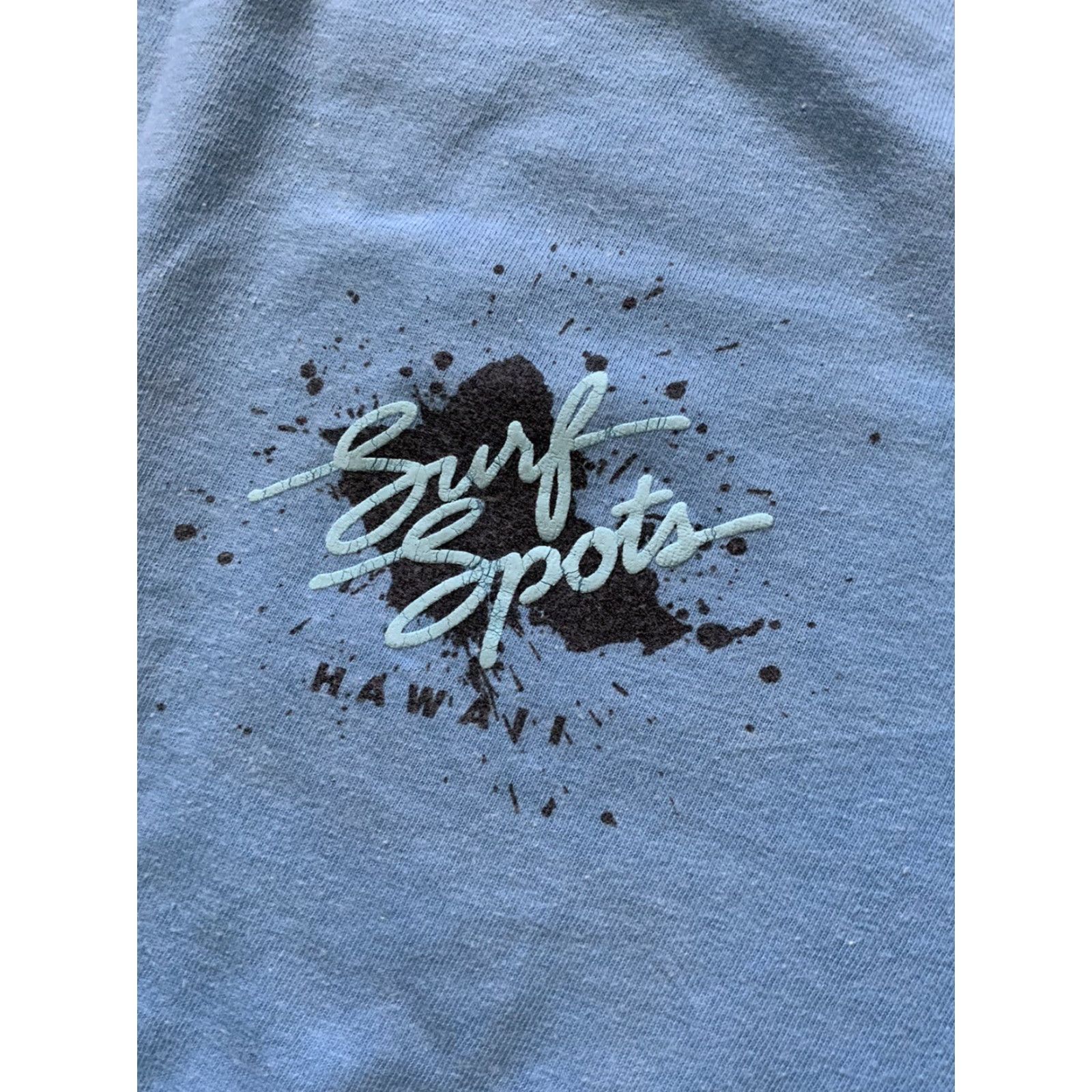 Vintage VINTAGE 80s 90s Surf Spots Hawaii Puff Print Single Stitch Skate Blue T-Shirt LG Mens Size US L / EU 52-54 / 3 - 7 Thumbnail