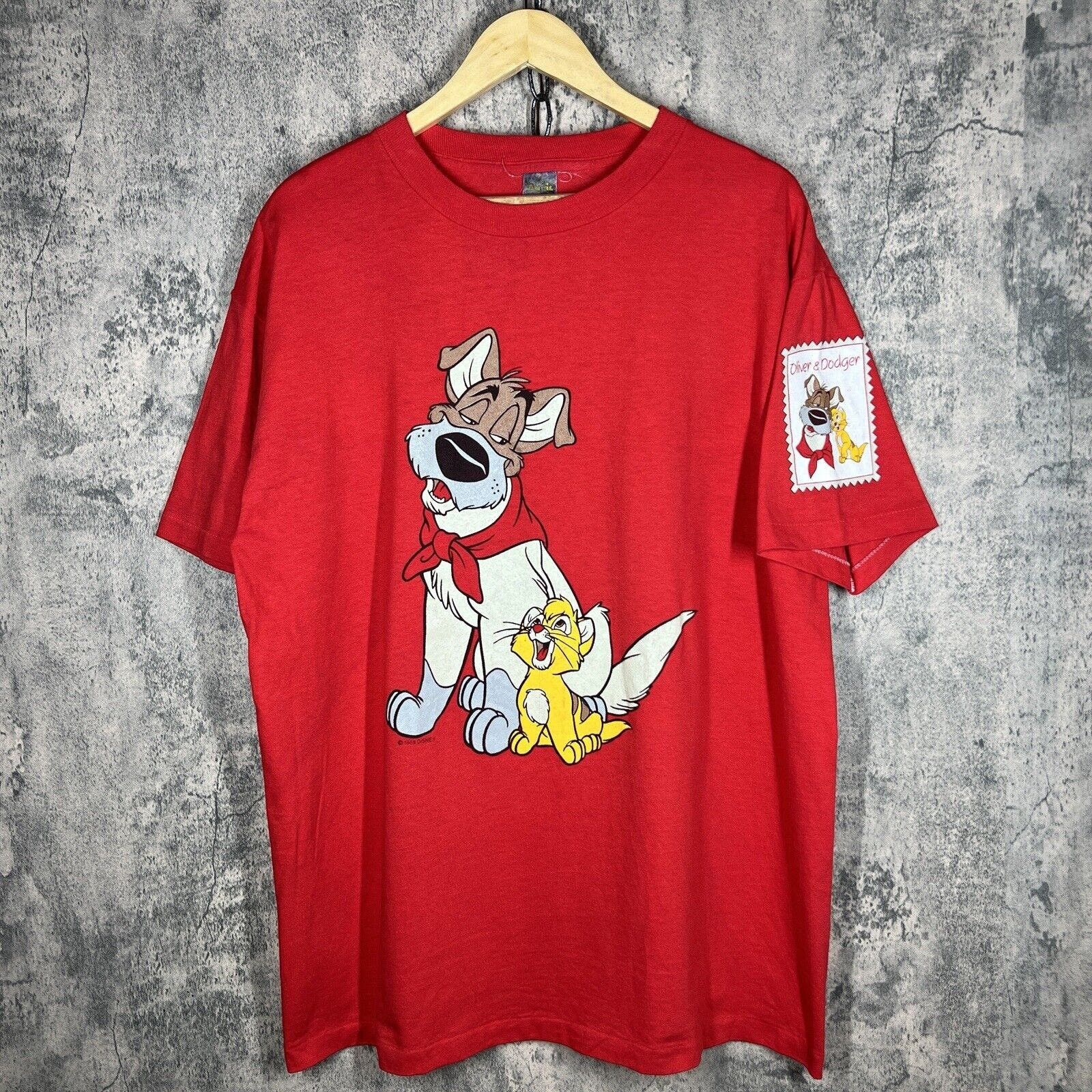 image of Vintage Disney Oliver And Company Tee Shirt Red Dodger Anvil, Men's (Size XL)