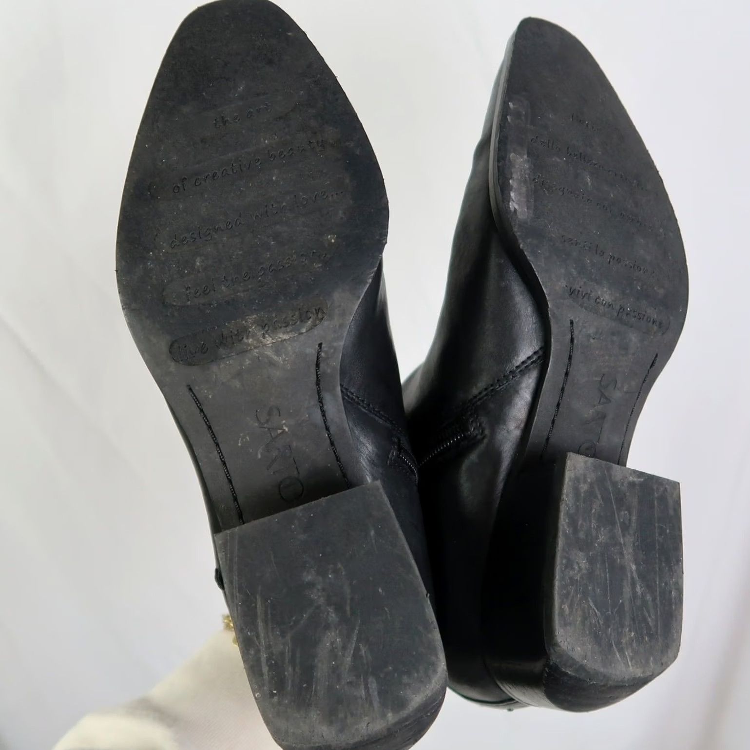 Franco Sarto Franco Sarto Sarto Black Leather Block Heel Ankle Boots Bootie Women 8.5 Leather Zip Low 1.5in Casual Fall Spring- Womens Size US 9 / IT 39 - 6 Thumbnail