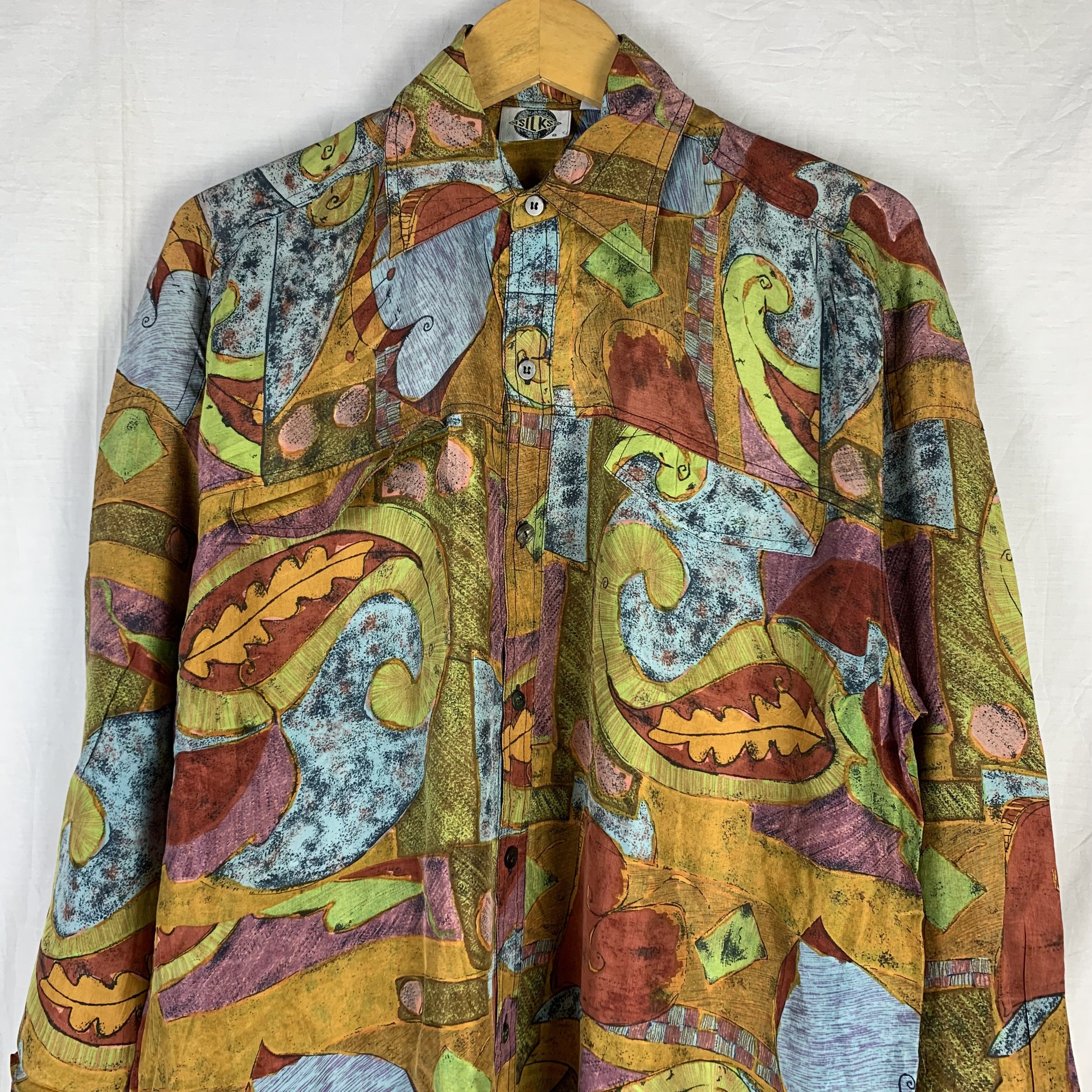 Japanese Brand Vintage Silks Shirt Over Print Size US L / EU 52-54 / 3 - 2 Thumbnail