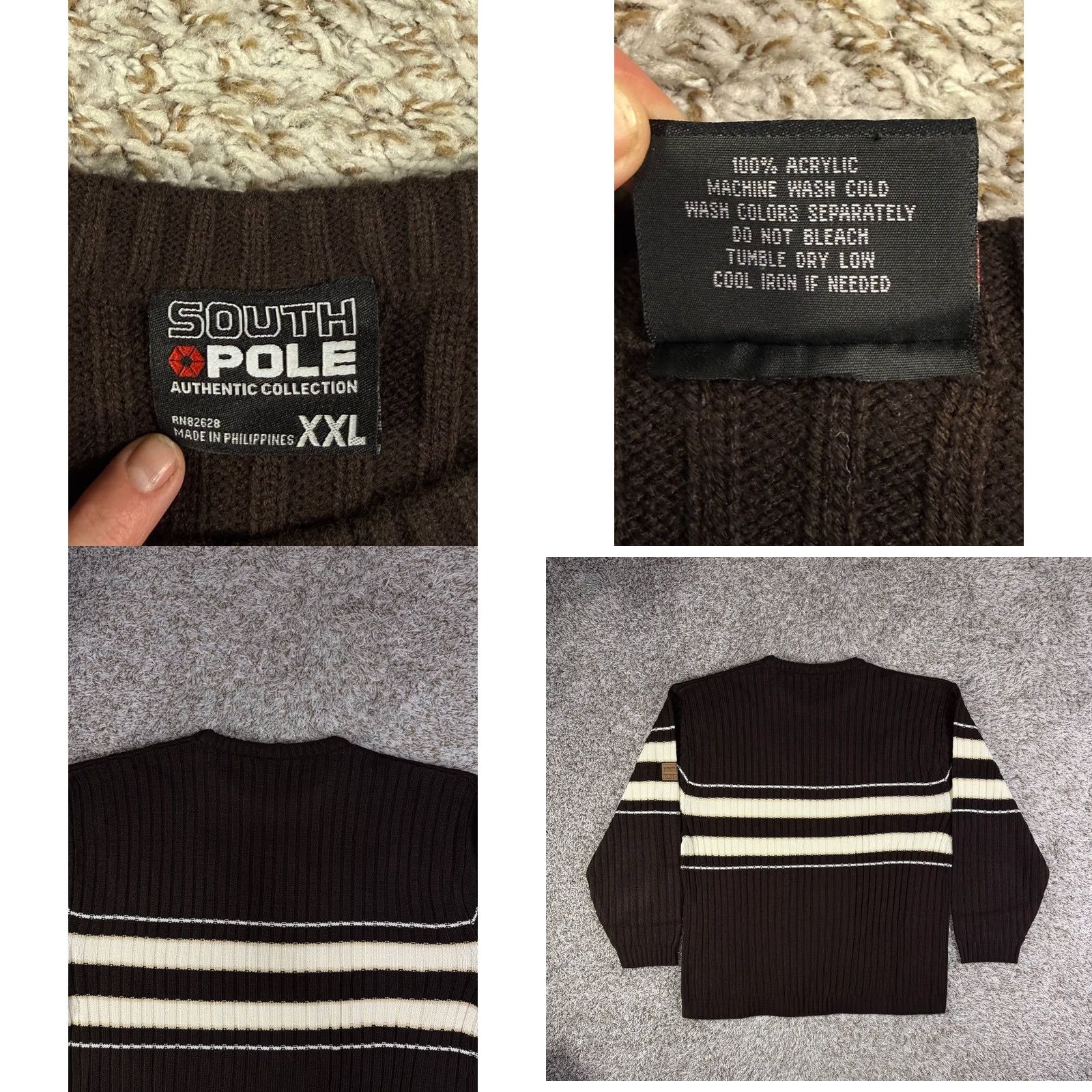 Southpole VINTAGE Southpole Striped Knit Sweater Hip Hop Oversized XXL Men Pullover Brown 2000s Size US XXL / EU 58 / 5 - 8 Thumbnail