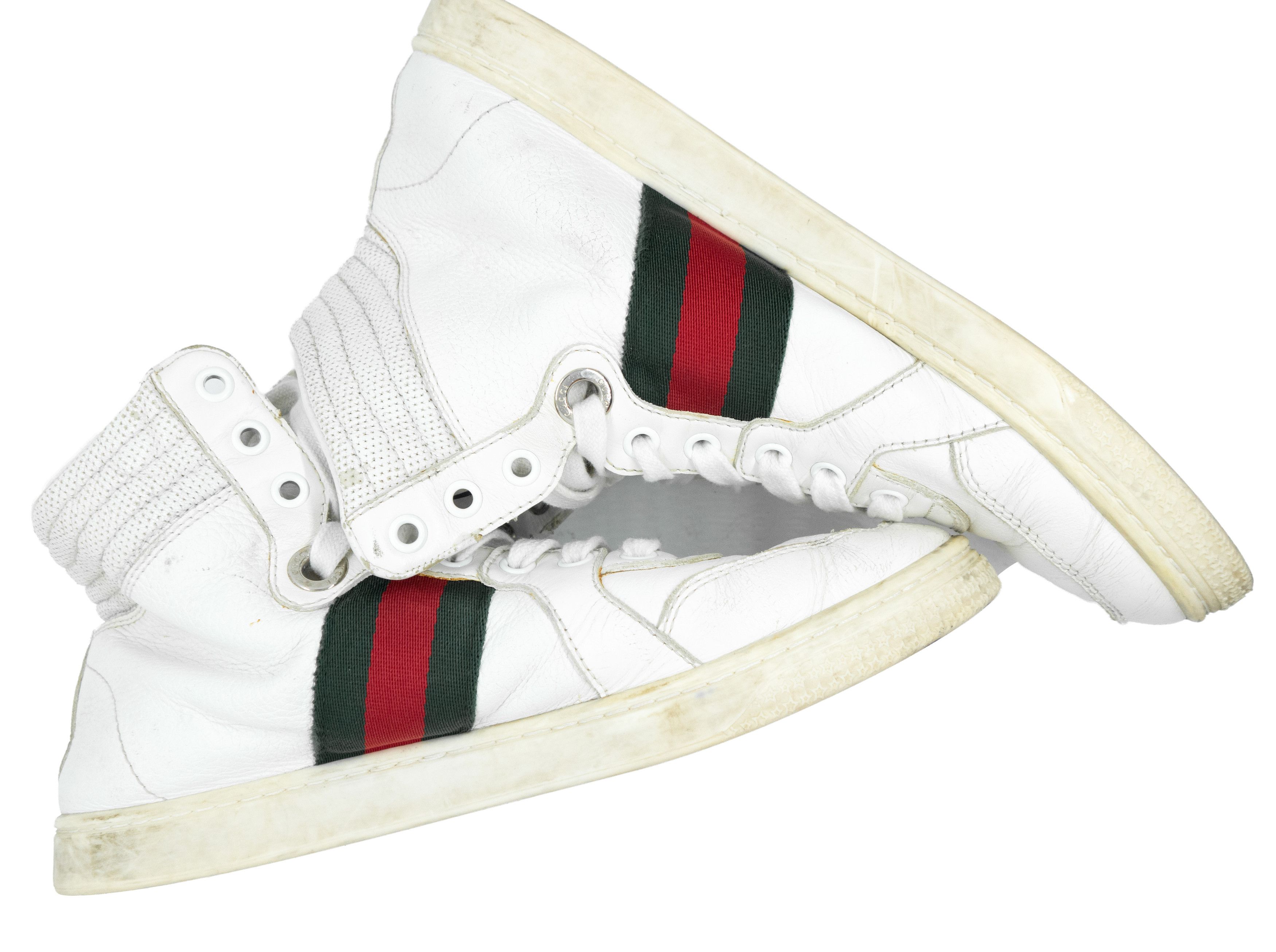 Gucci Coda Web Stripe Leather High Top Sneakers Size US 7.5 / IT 37.5 - 5 Thumbnail