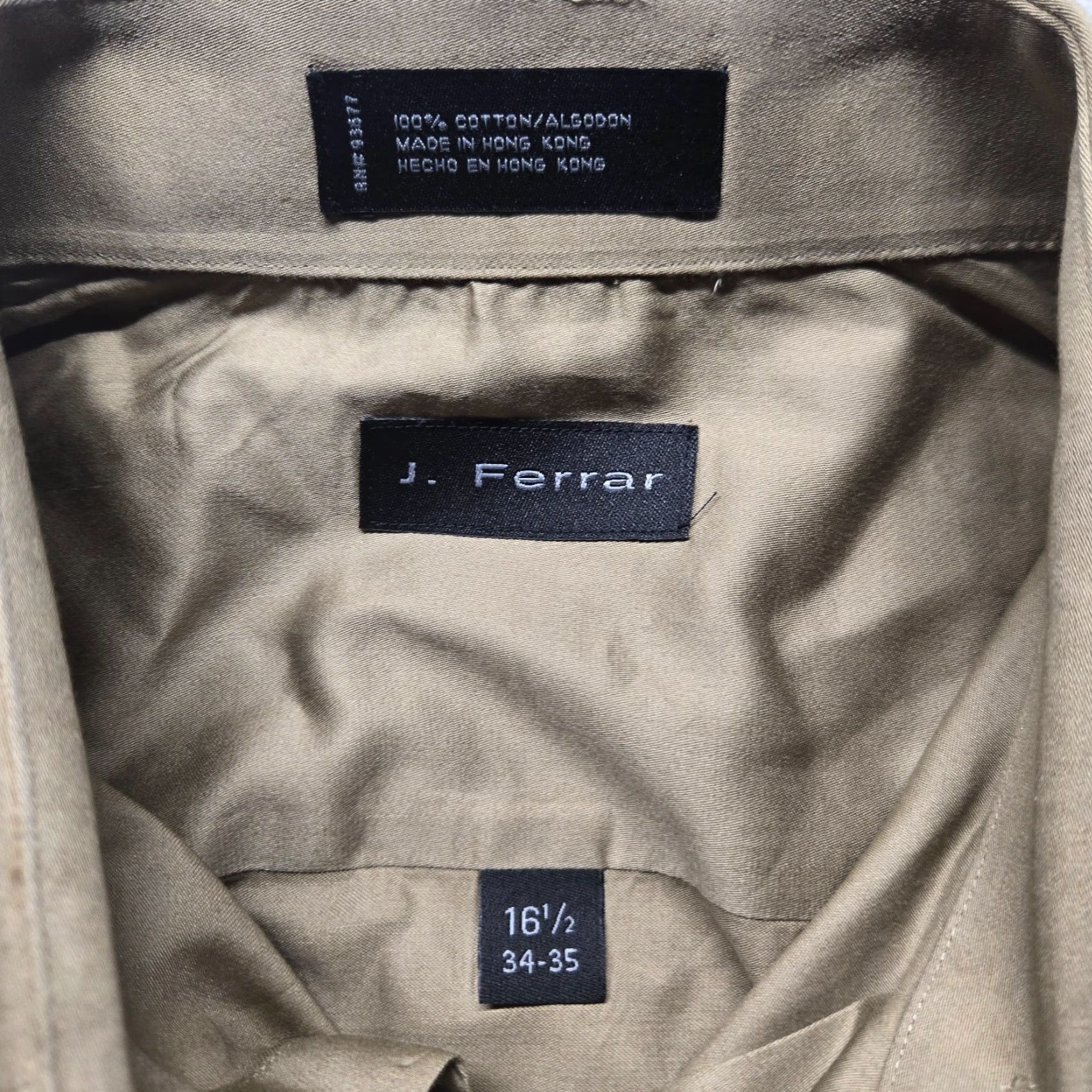 Vintage J.Ferrar Shirt Solid Brown 100% Cotton Long Sleeve Button-Up Adult Men's 16.5 Size US XL / EU 56 / 4 - 3 Thumbnail