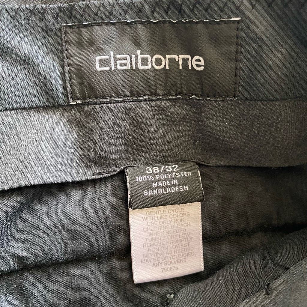 Liz Claiborne Claiborne men 38/32 flat front dress pants grey Size US 38 / EU 54 - 7 Thumbnail
