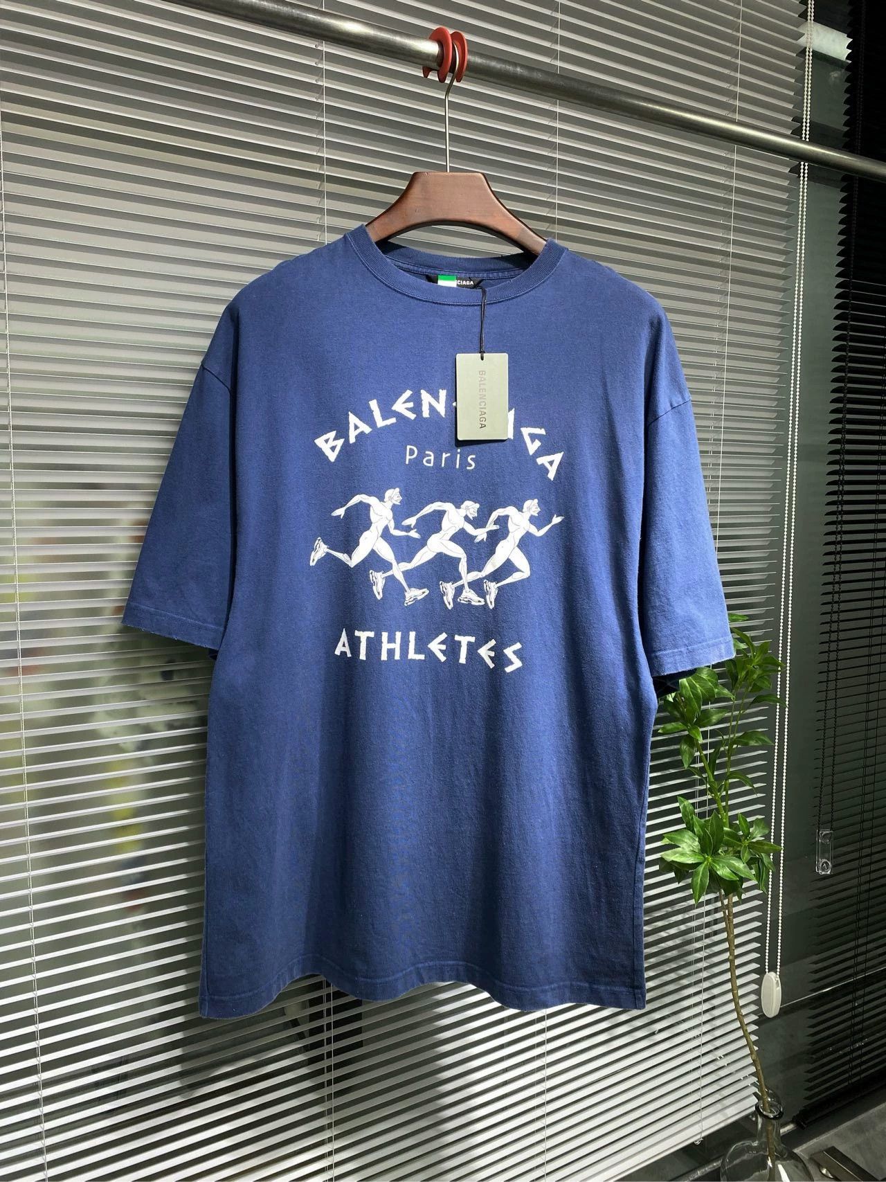 Balenciaga SS21 Marathon Running Pattern Logo Printed Loose Short Sleeve