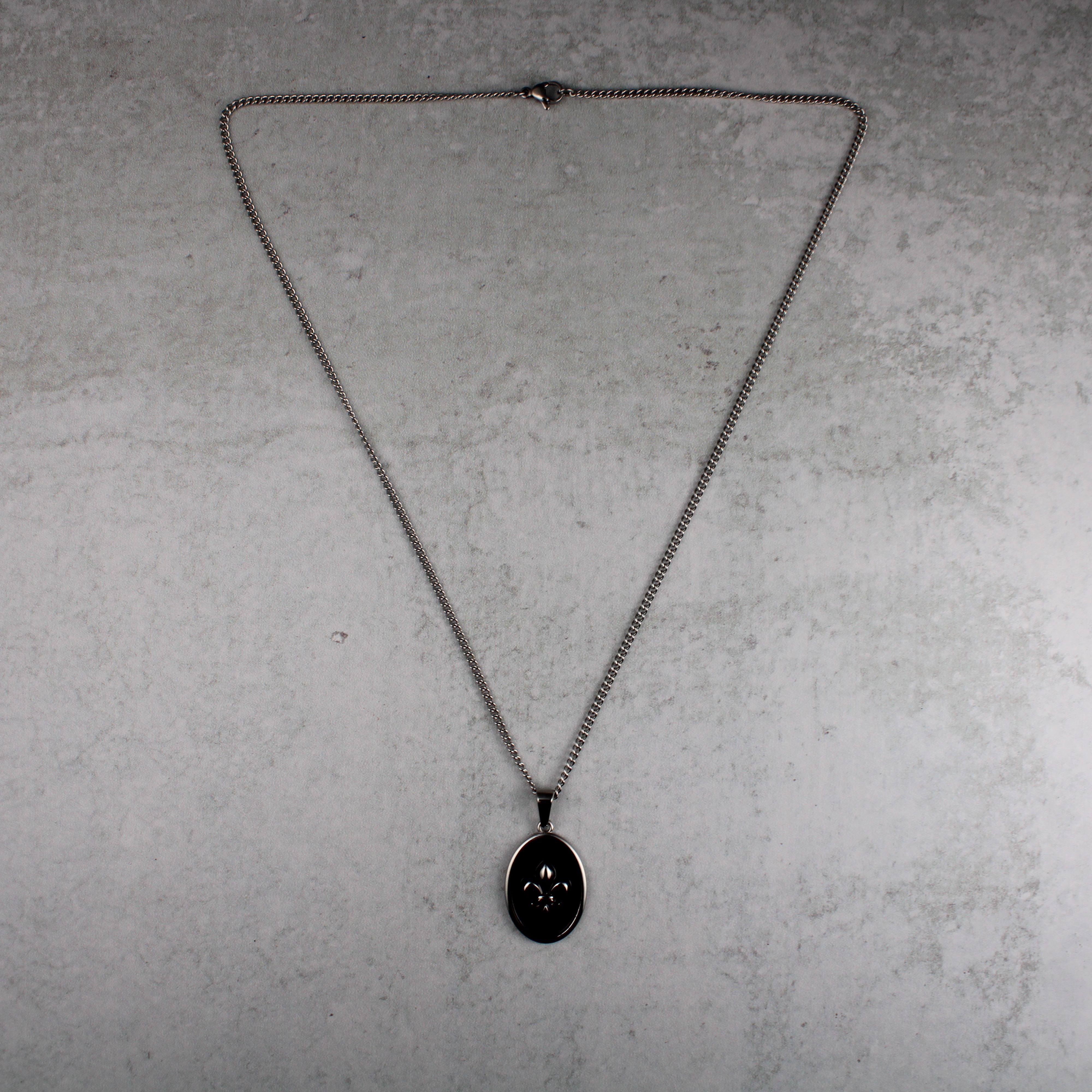 Other Silver Enamel Fleur De Lis Pendant Chain Necklace Size ONE SIZE - 5 Thumbnail
