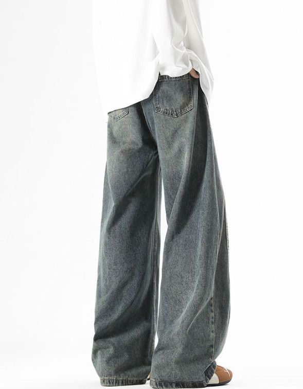 Japanese Brand American retro washed patchwork curved jeans for men Size US 32 / EU 48 - 4 Thumbnail