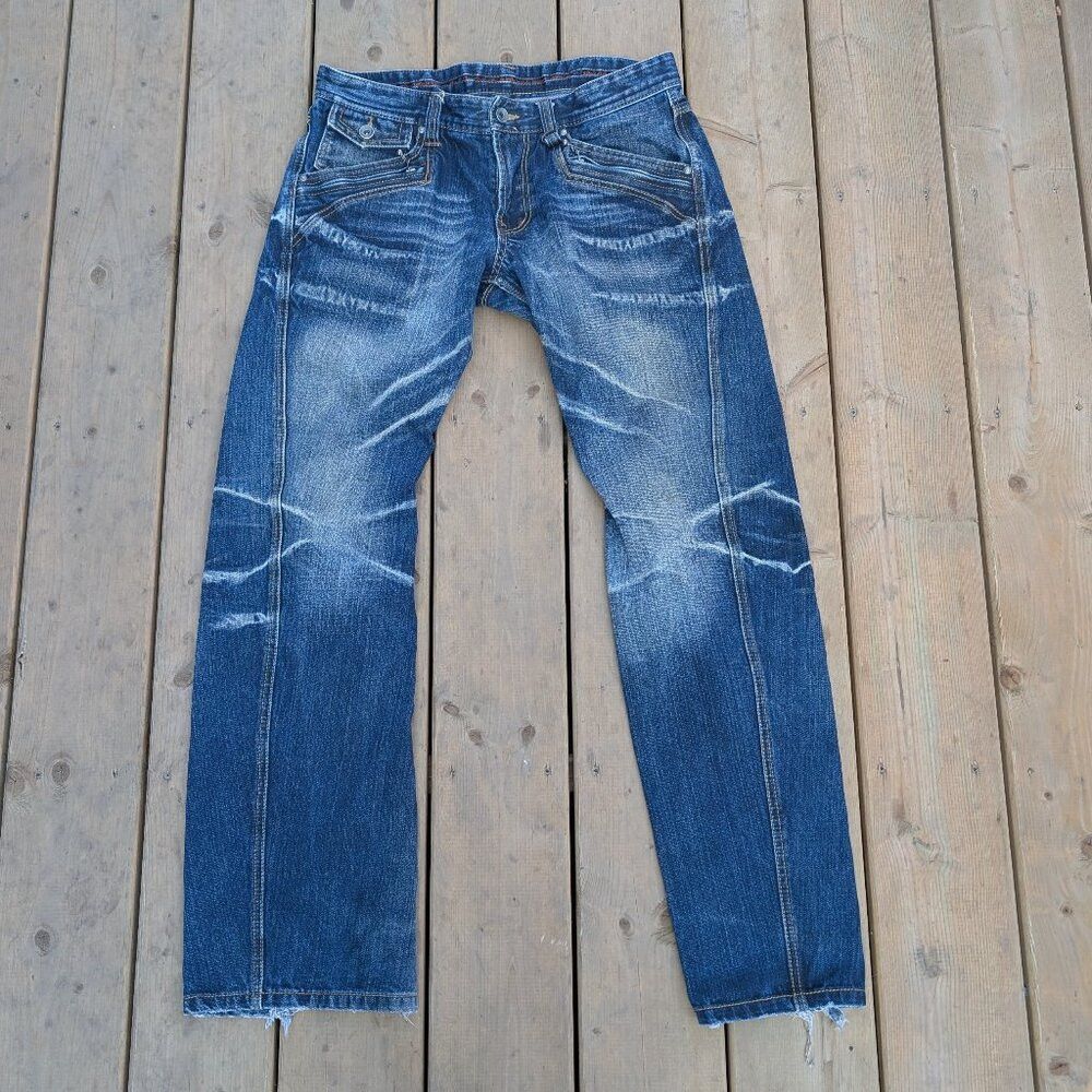 Nicole Club Nicole Club Jeans Men's Blue Denim Distressed Straight Leg Size US 32 / EU 48 - 1 Thumbnail
