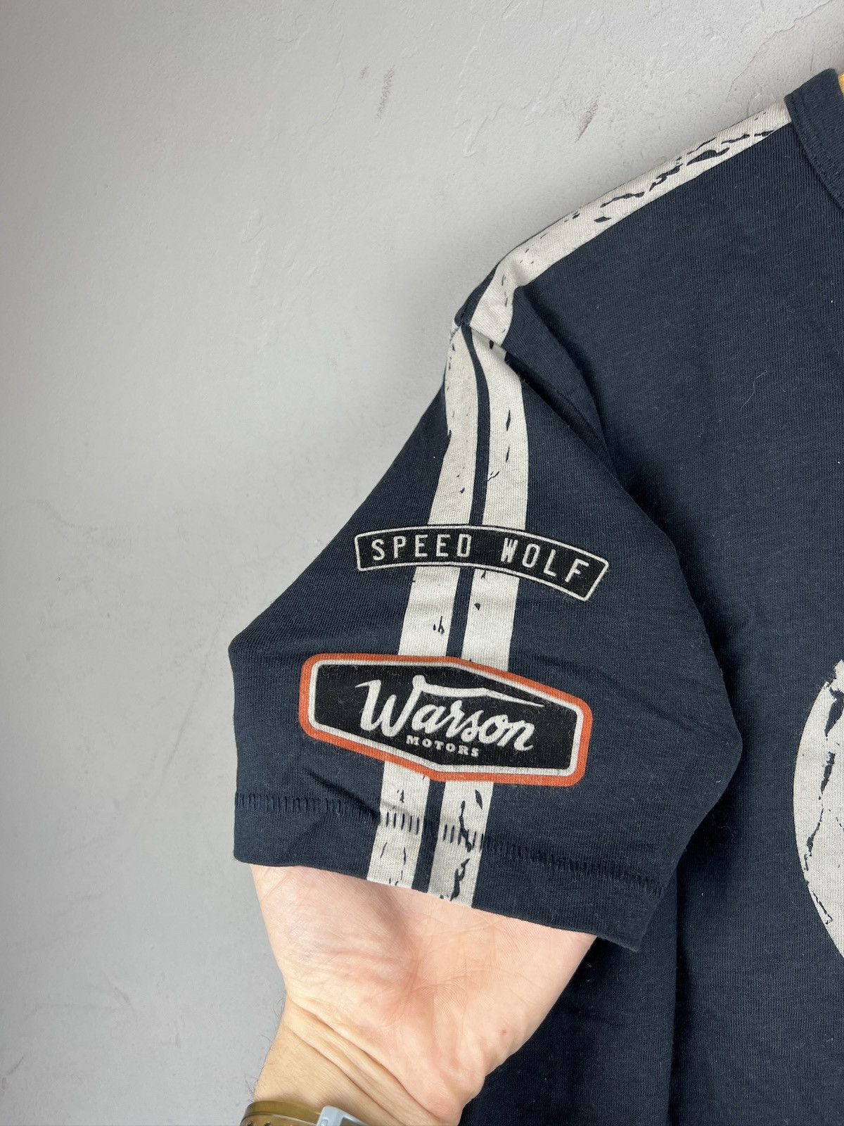Vintage CRAZY Speed Wolf Racer 13 Legend Warson Motors tee Size US L / EU 52-54 / 3 - 6 Thumbnail