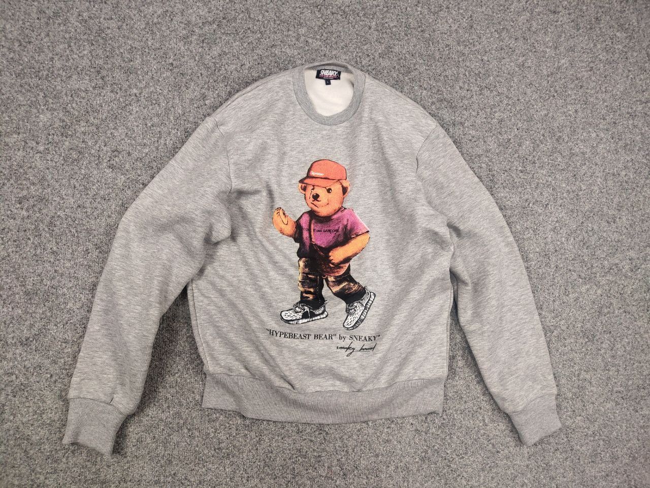 Vintage Sneaky Drip Bear Crew Chek Gray Sweatshirt Supreme Style Size US M / EU 48-50 / 2 - 8 Thumbnail