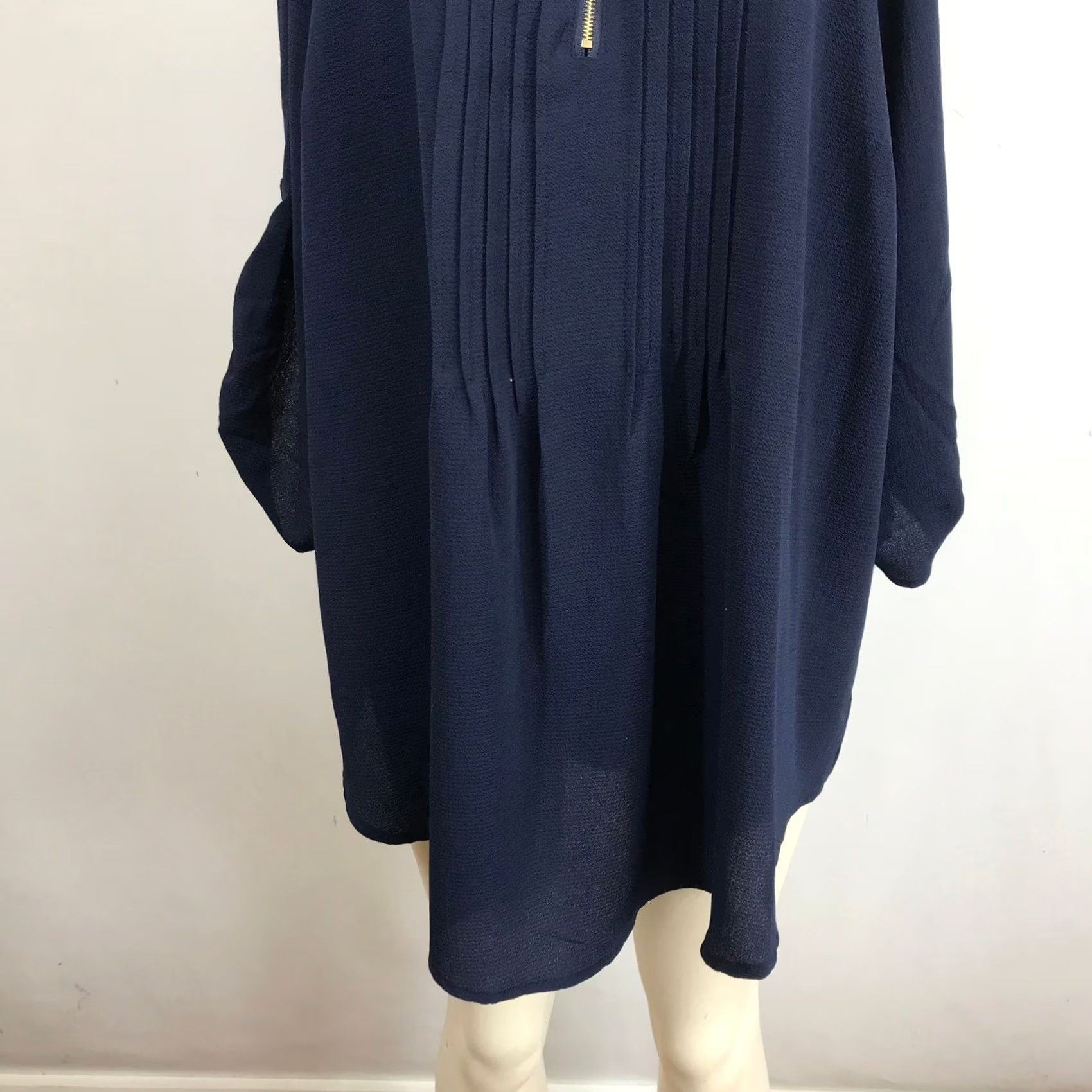 Vintage Evans Navy Blue Zipper Pleated Tunic Shirt Top Plus Size 22/24 Women Shirt Size 3XL / US 20-22 - 3 Thumbnail