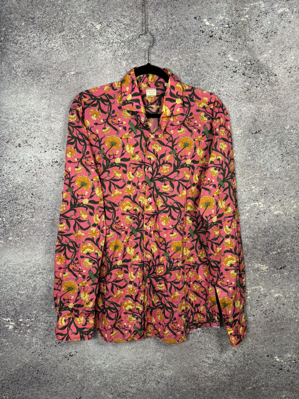 Designer × Vintage Xacus Size 17/43 Evolution Fit Pink Shirt Floral Print Size US L / EU 52-54 / 3 - 1 Thumbnail