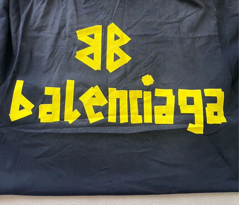 Balenciaga Balenciaga Tape Letter Logo Printed Jersey Crew Neck Loose Size US XS / EU 42 / 0 - 3 Thumbnail