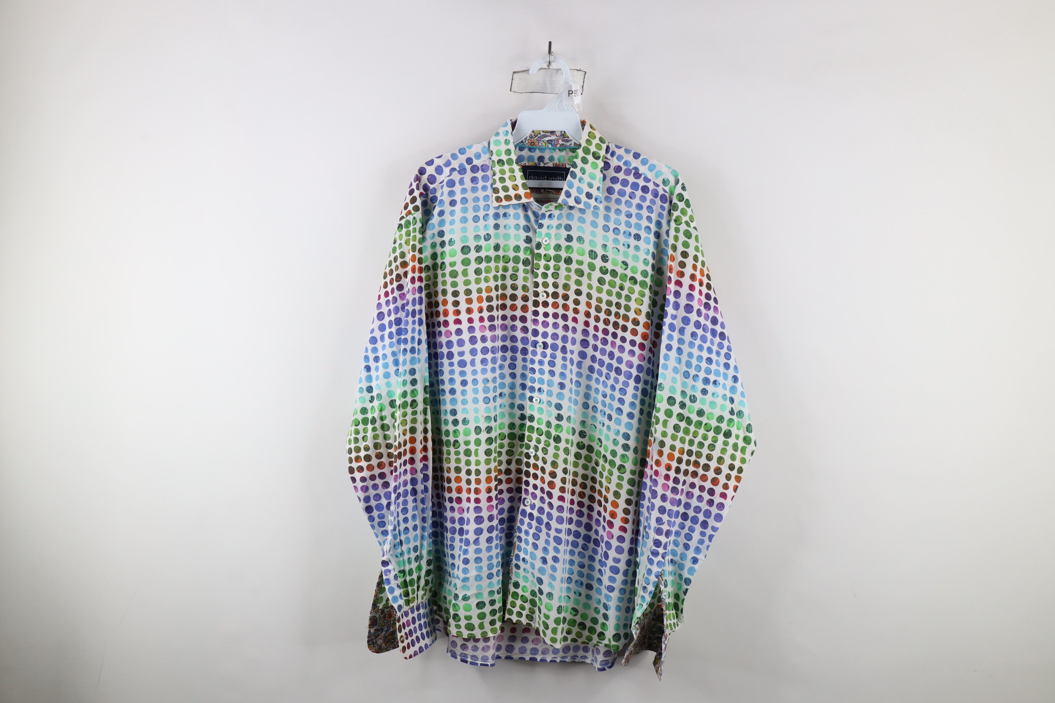 Vintage David Smith Australia Polka Dot Paisley Cuff Button Shirt Size US XL / EU 56 / 4 - 1 Thumbnail