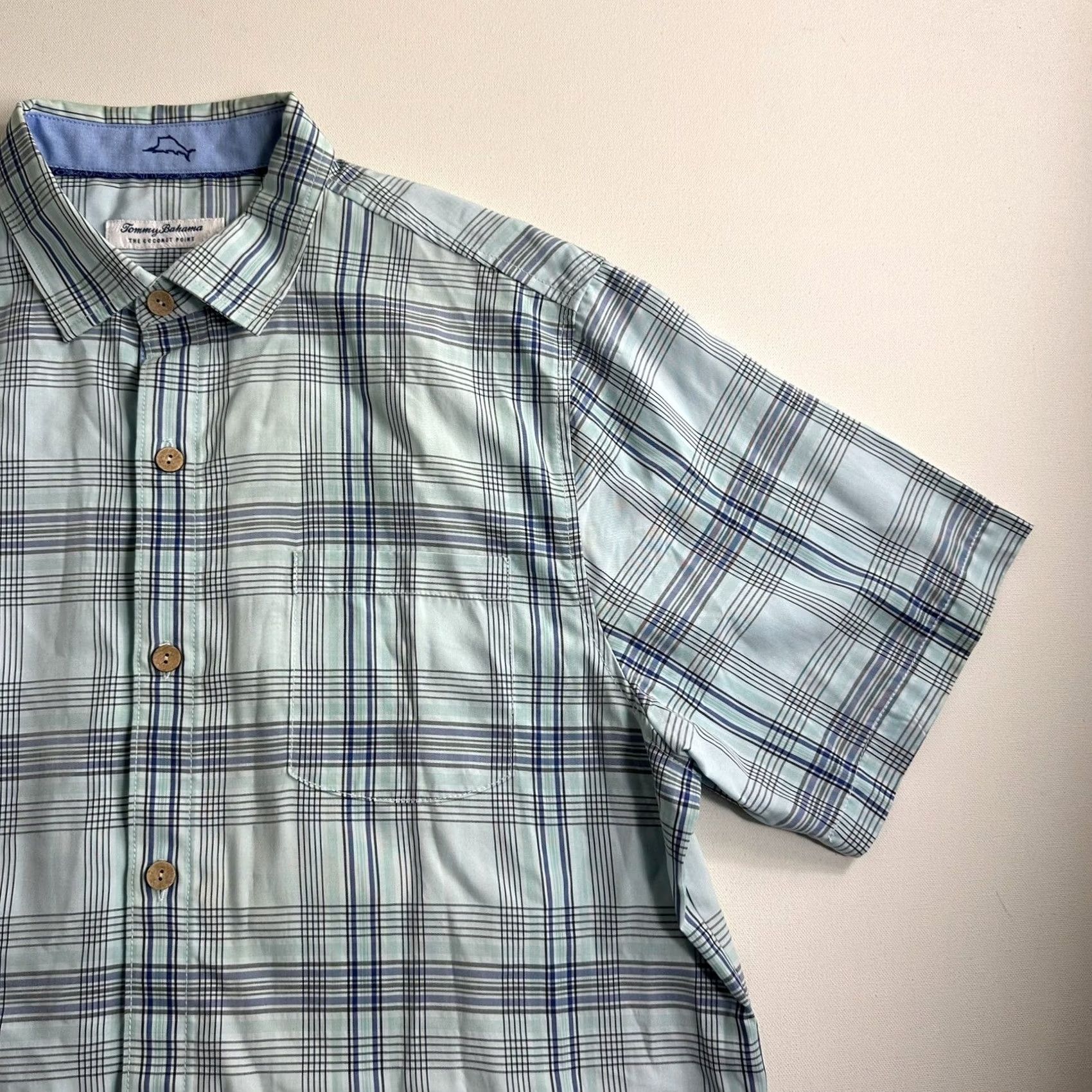 Tommy Bahama Tommy Bahama Shirt Mens The Coconut Point Plaid Short Sleeve Button-Up Blue Casual L Regular Button-Down Collared Size US 33 - 3 Thumbnail