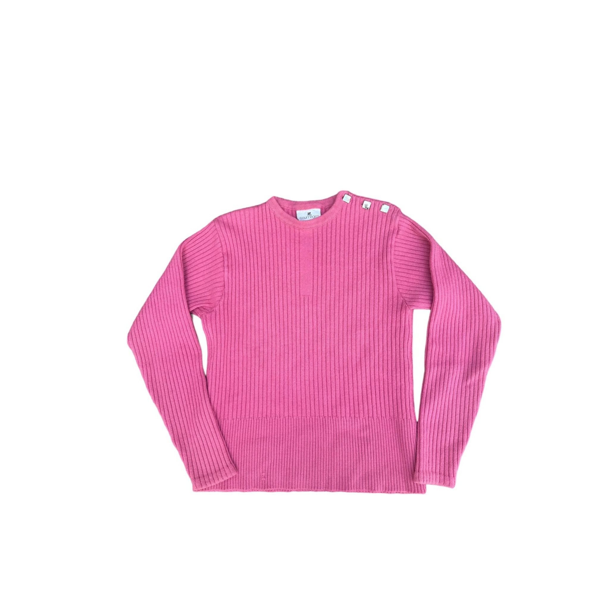 image of Courreges Vintage Pink Wool Sweater, Women's (Size Small)