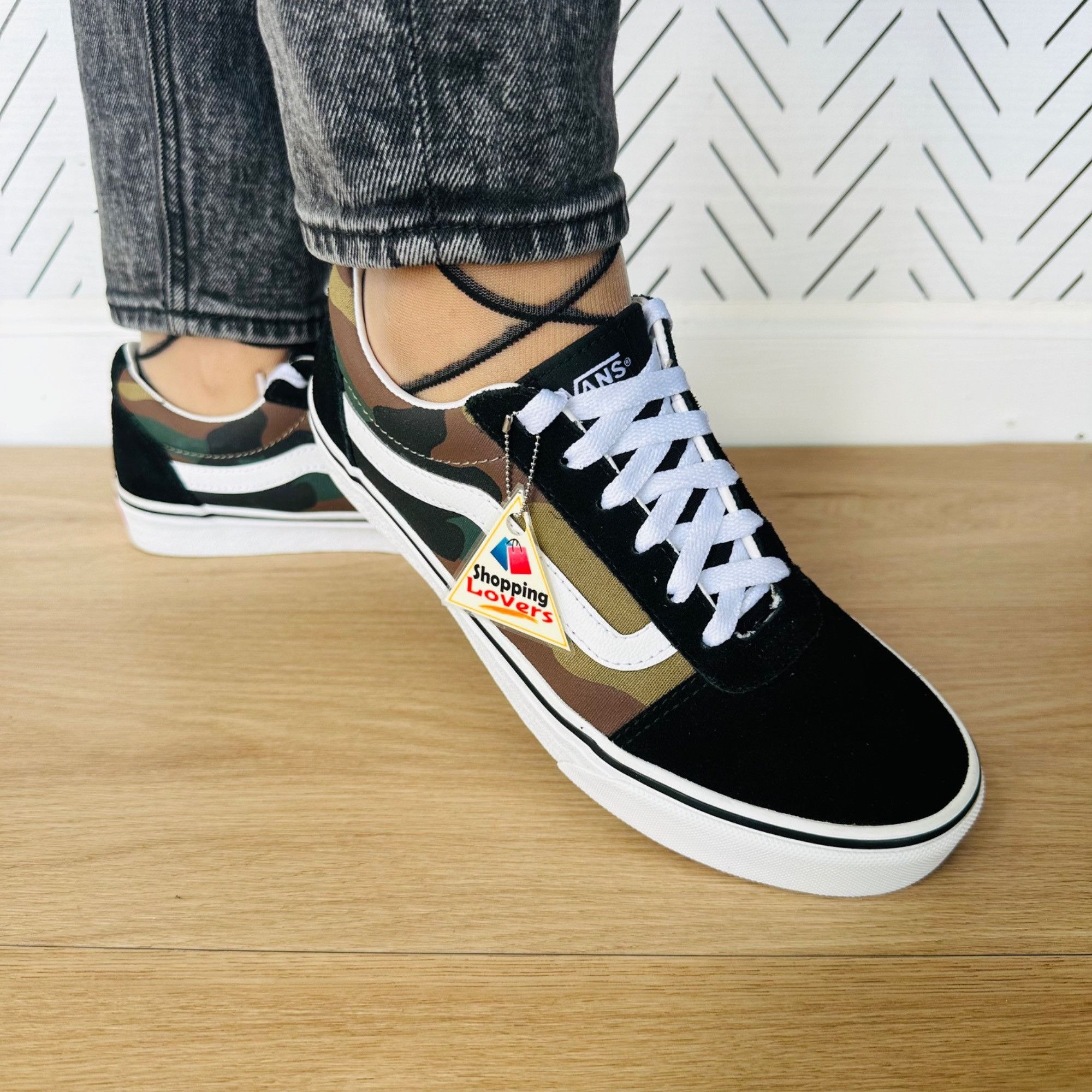 Vans 🤩Women Shoes Sz 8.5 Vans Old Skool Low Black Green Camo Lo Size US 8.5 / IT 38.5 - 4 Thumbnail