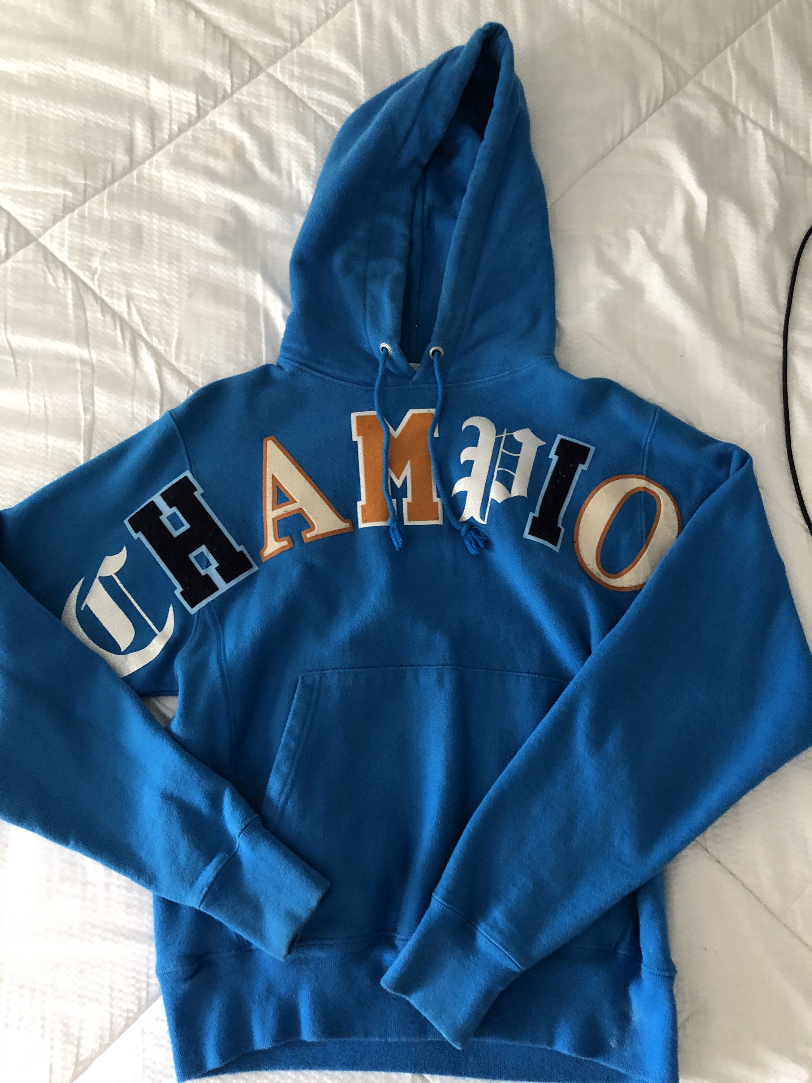 Champion Champion Blue Hoodie - Limited Collection with patch work Size US S / EU 44-46 / 1 - 2 Thumbnail