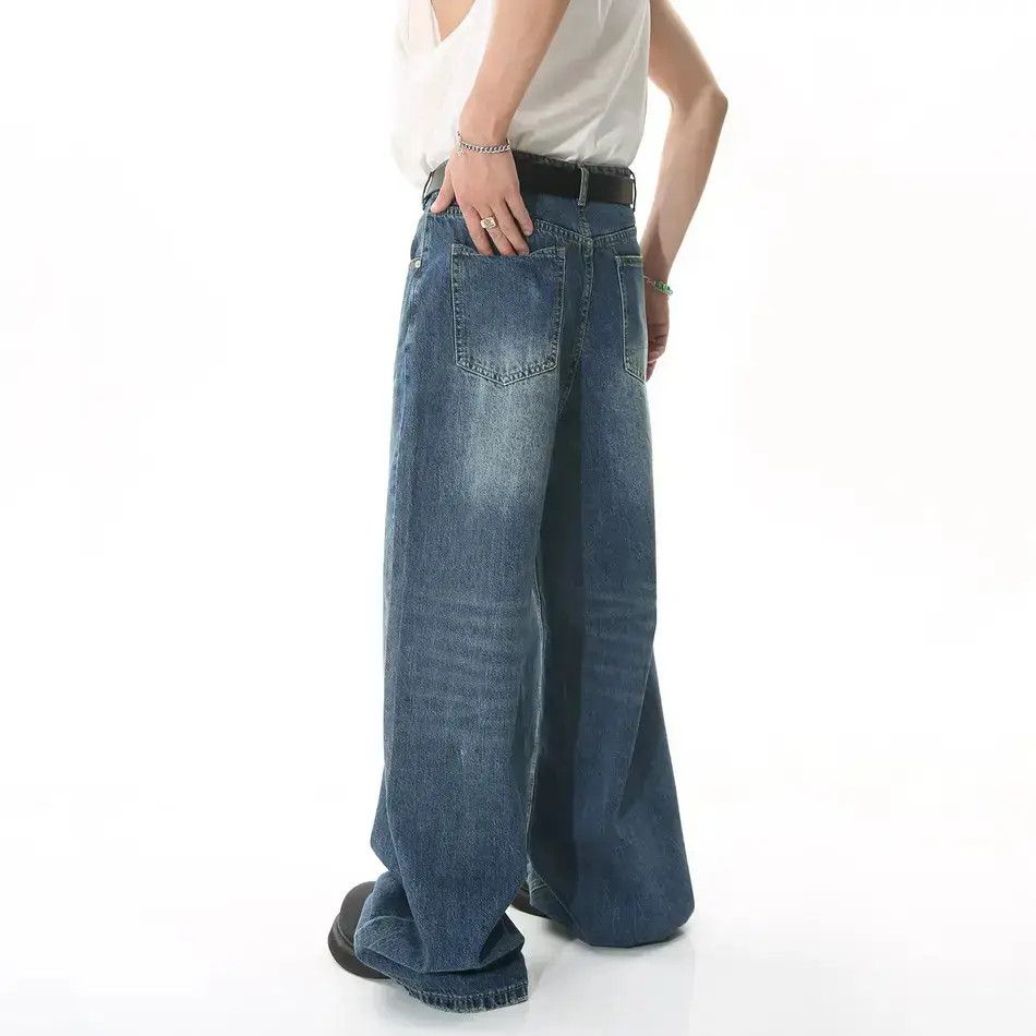 Japanese Brand Retro loose straight leg wide leg jeans Size US 32 / EU 48 - 3 Thumbnail