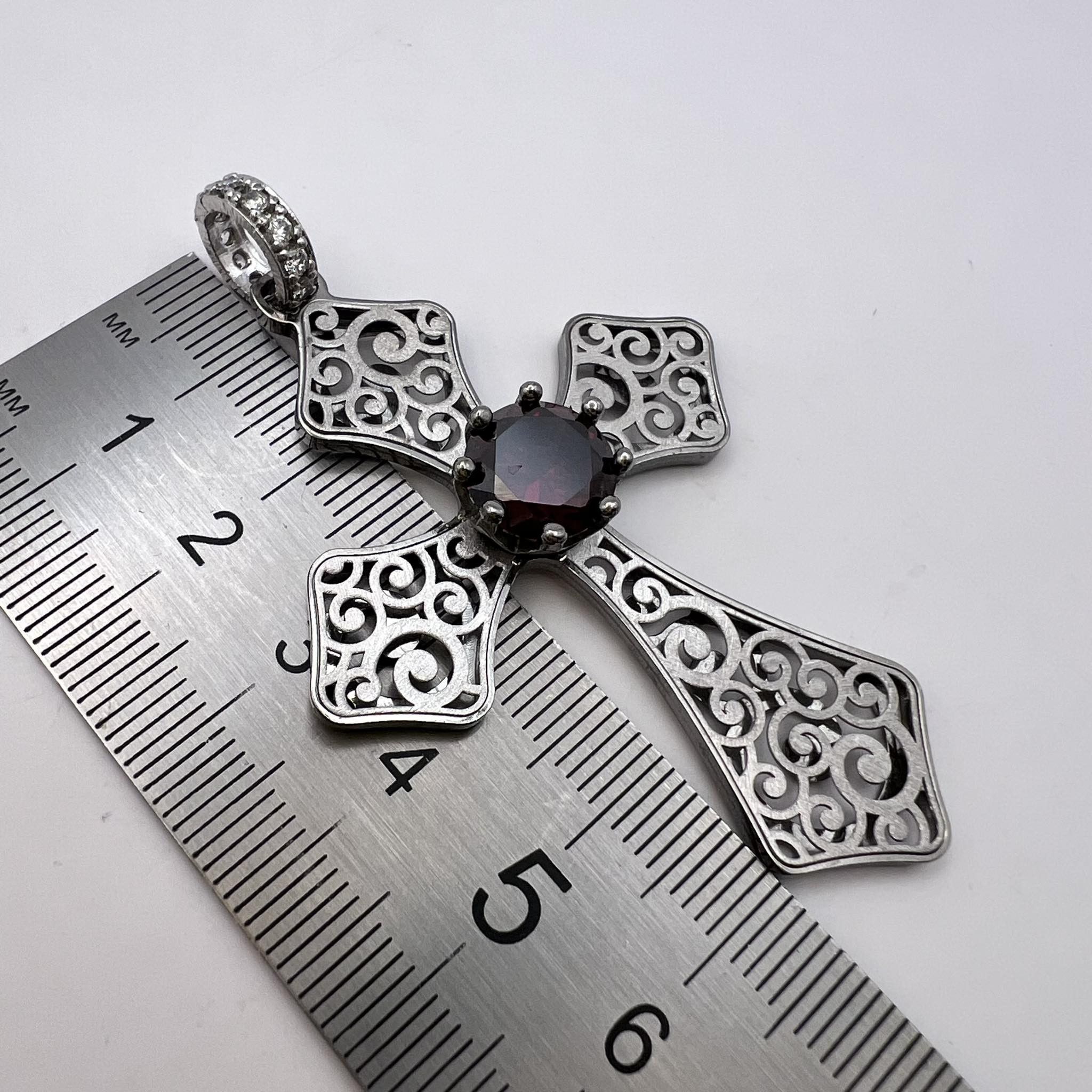 Sterling Silver × Vintage Vintage Sterling Silver 925 Cross Pendant Crystals Italy 9g Size ONE SIZE - 4 Thumbnail