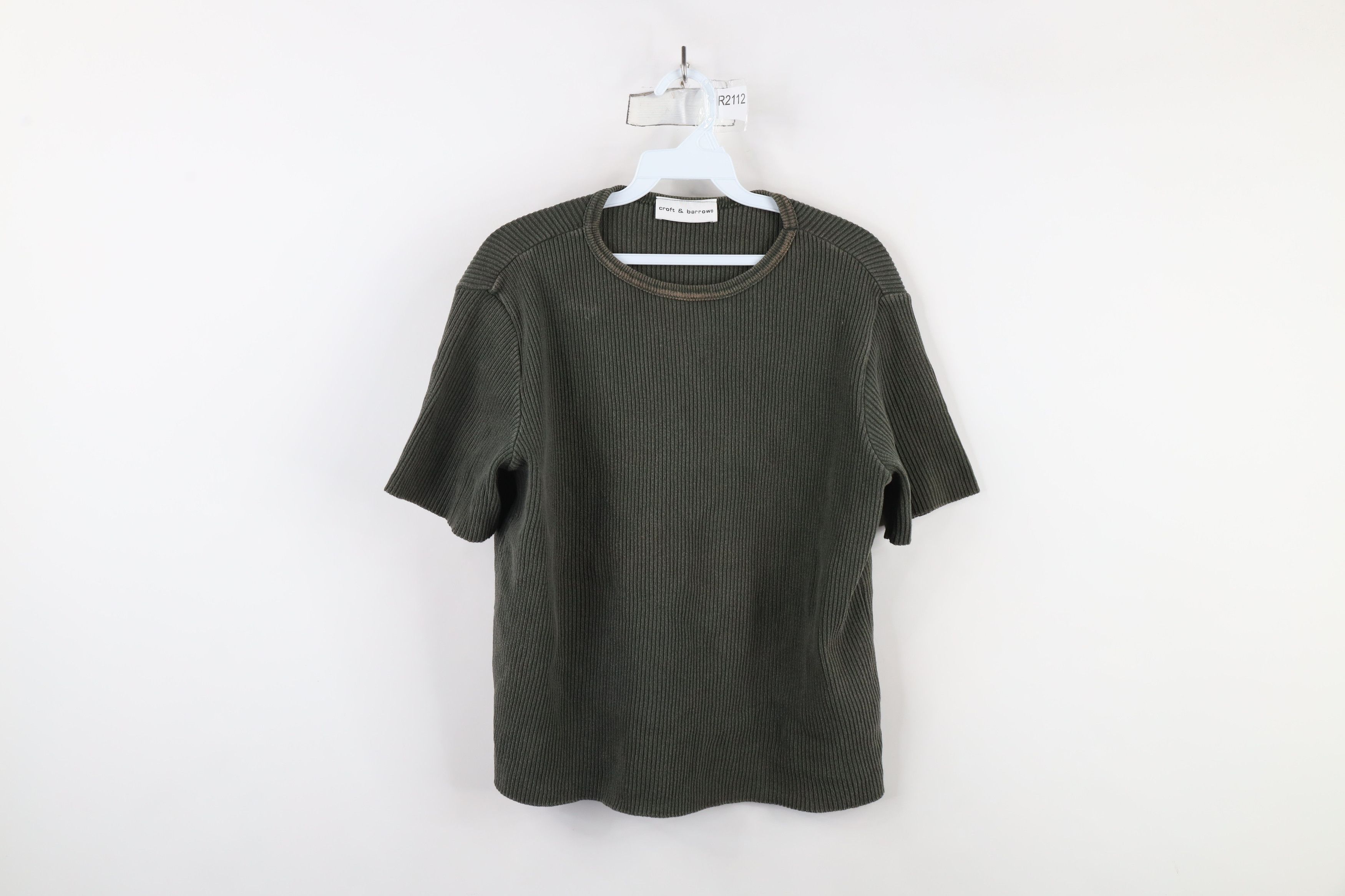 Vintage Vintage 90s Streetwear Cropped Ribbed Knit T-Shirt Green Size L / US 10 / IT 46 - 1 Thumbnail