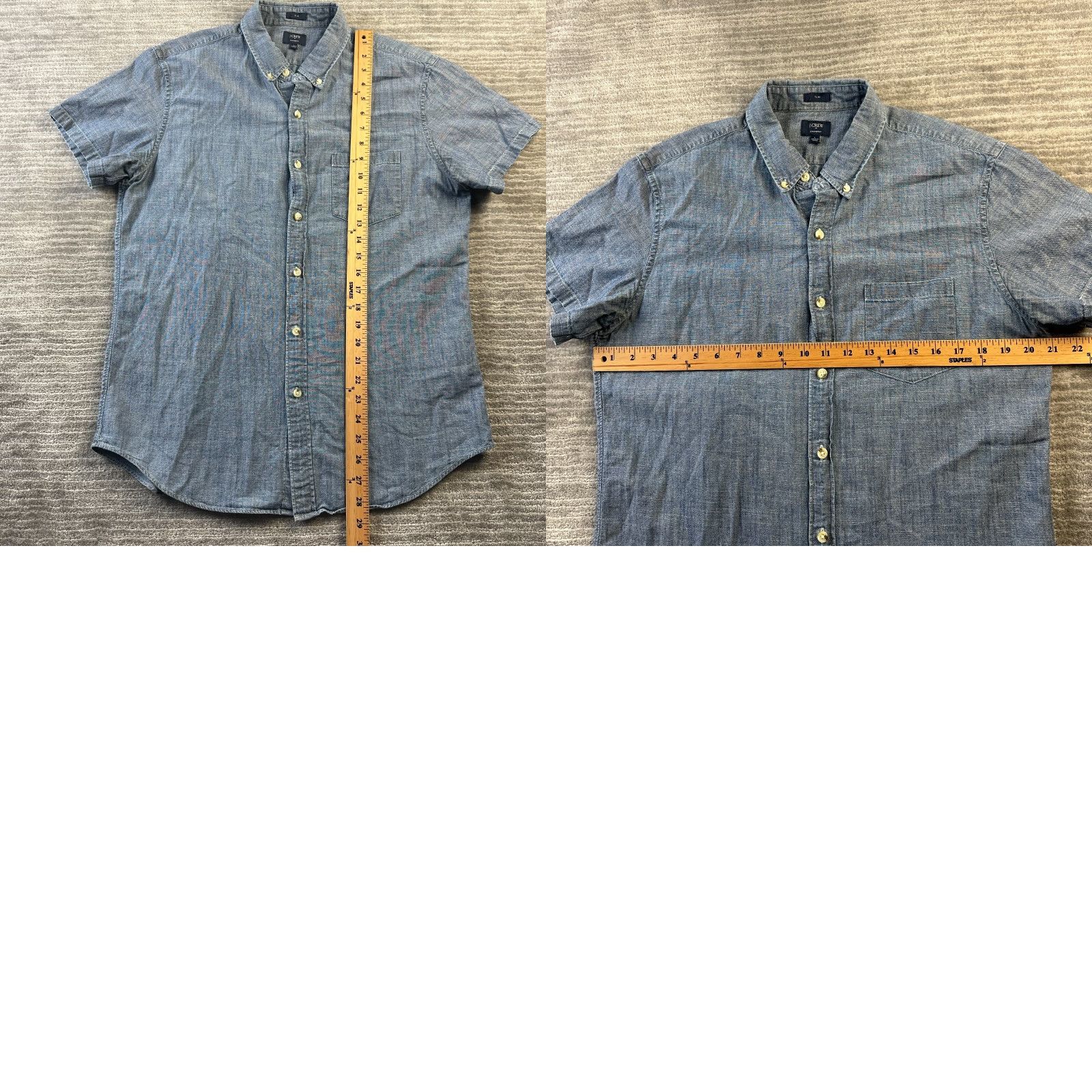 J.Crew J Crew Shirt Mens Large Blue Chambray Slim Fit Button Up Size US L / EU 52-54 / 3 - 8 Thumbnail