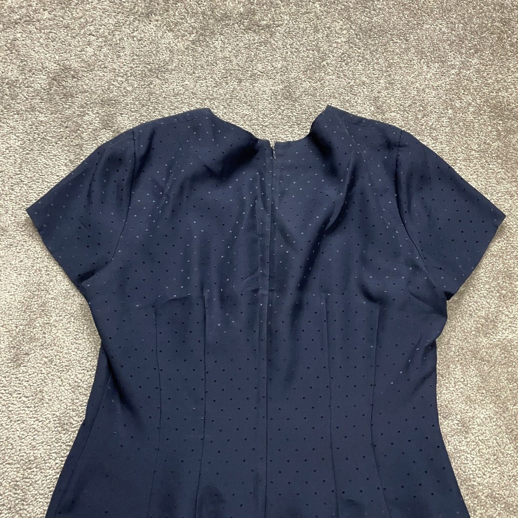 Liz Claiborne Liz Claiborne Dress Sheath Womens 14 Navy Blue Lined Back Slit Knee Length Work Size XL / US 12-14 / IT 48-50 - 3 Thumbnail