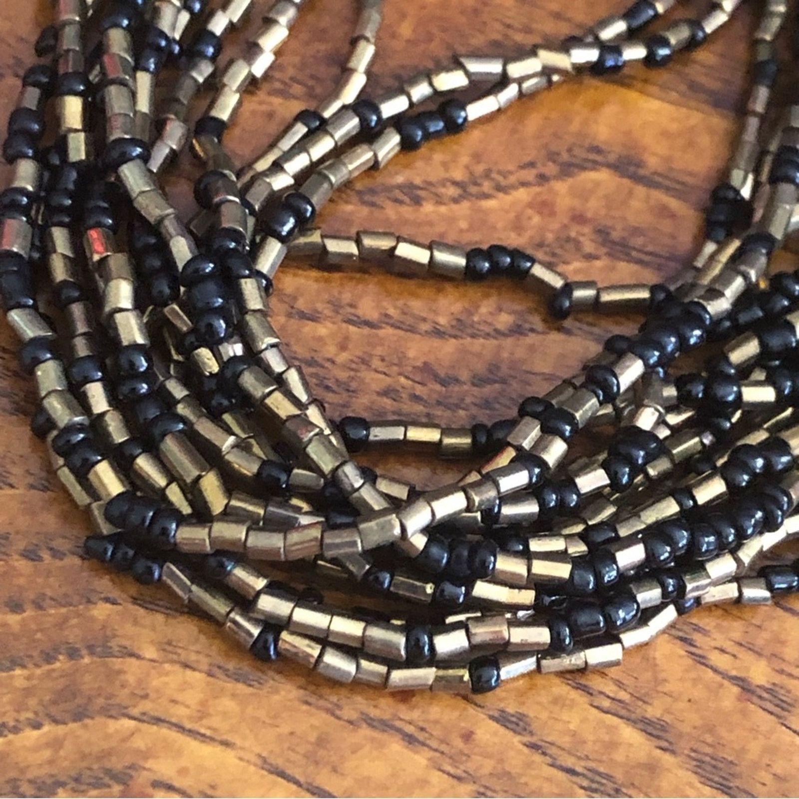 Vintage Vintage 90s gold and black multi strand seed bead necklace Size ONE SIZE - 7 Thumbnail
