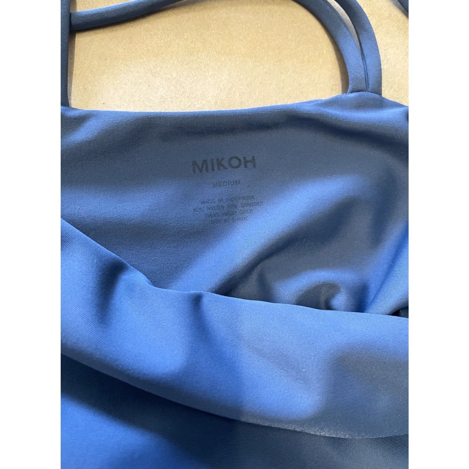 Vintage Micoh Deep Blue Women One Piece Swimsuit Crossover Back Straps Medium Size ONE SIZE - 3 Thumbnail