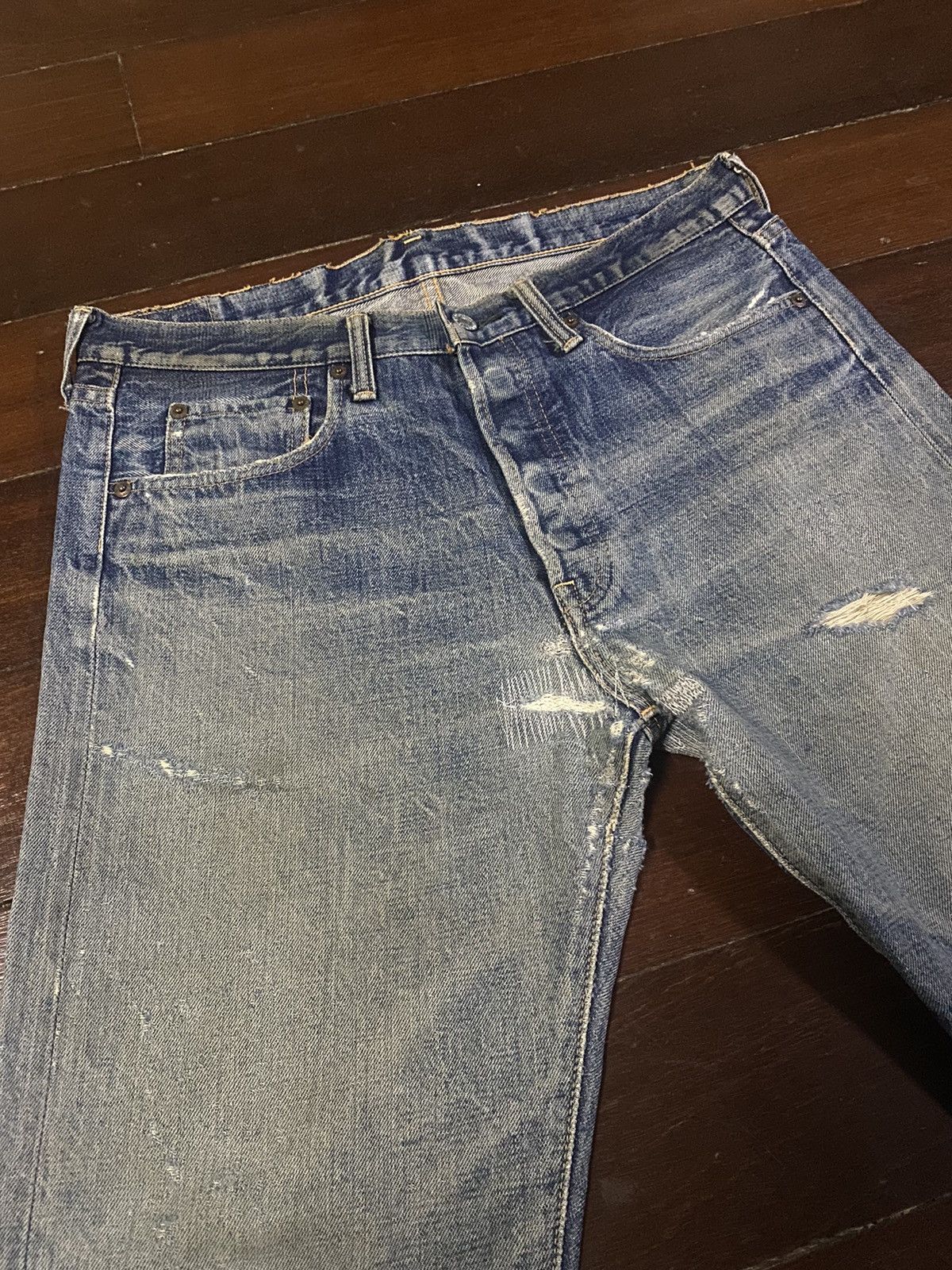 Denime Vintage 90s DENIME Orizzonti mud wash distressed rework Size US 35 - 7 Thumbnail
