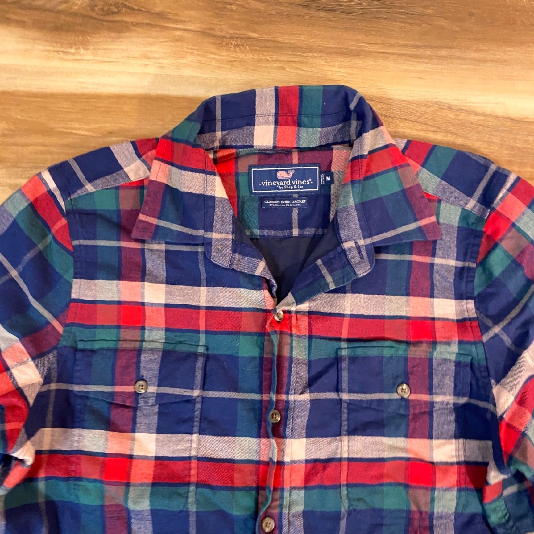 Vineyard Vines Vineyard Vines Shirt Jacket Mens Medium Blue Red Plaid Lined Crosby Shirt Size US M / EU 48-50 / 2 - 4 Thumbnail