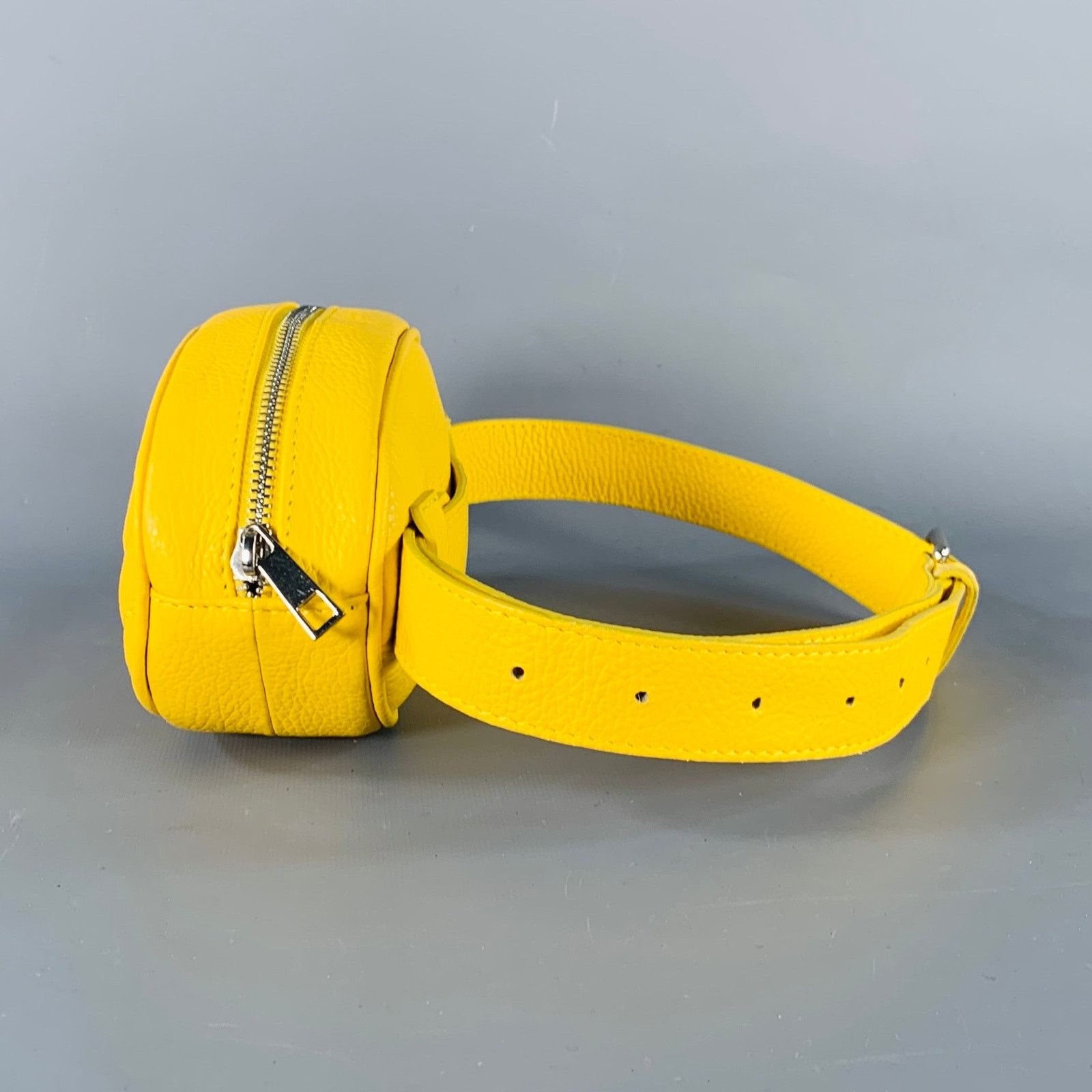 Vintage VINTAGE Yellow Mustard Chevron Pebble Grain Leather Belt Bag Size ONE SIZE - 4 Thumbnail