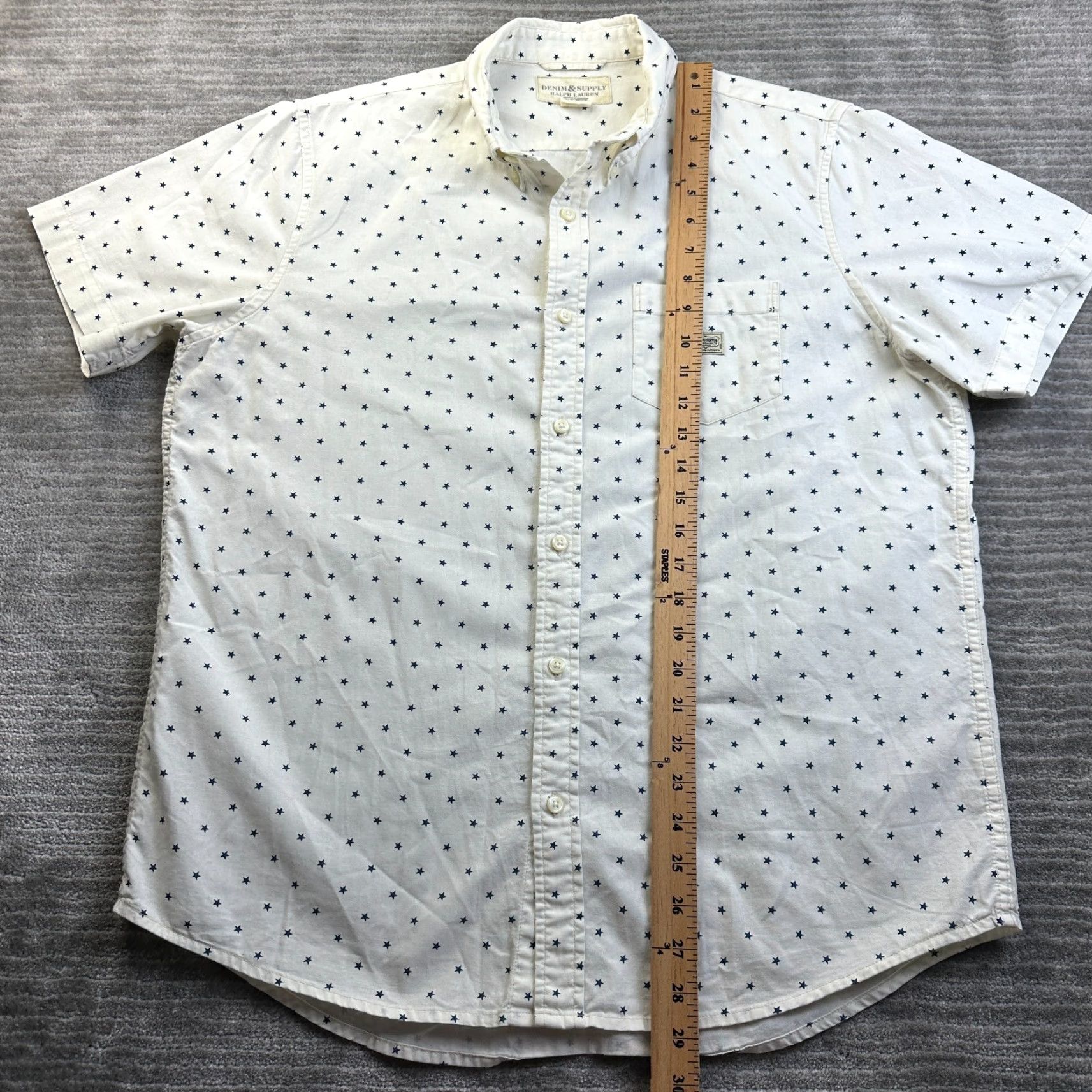 Vintage VINTAGE Denim & Supply Ralph Lauren Shirt Mens Large White Stars All Over Print Size US L / EU 52-54 / 3 - 8 Thumbnail