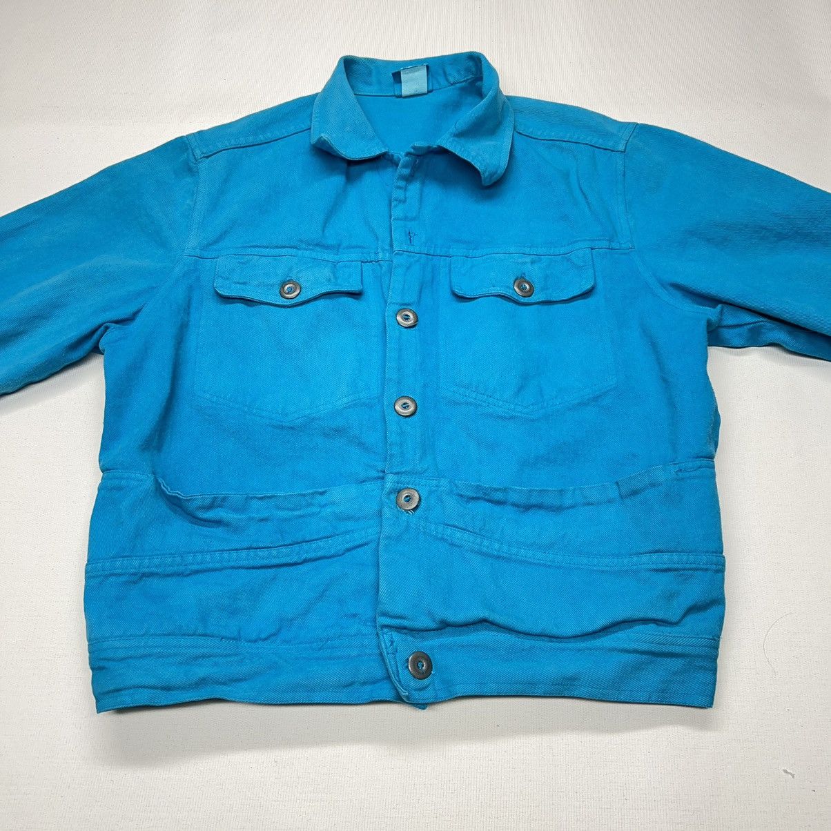 Vintage VTG Garron Jean Jacket Blue Denim Button Dyed Washed Y2K Size M / US 6-8 / IT 42-44 - 2 Thumbnail