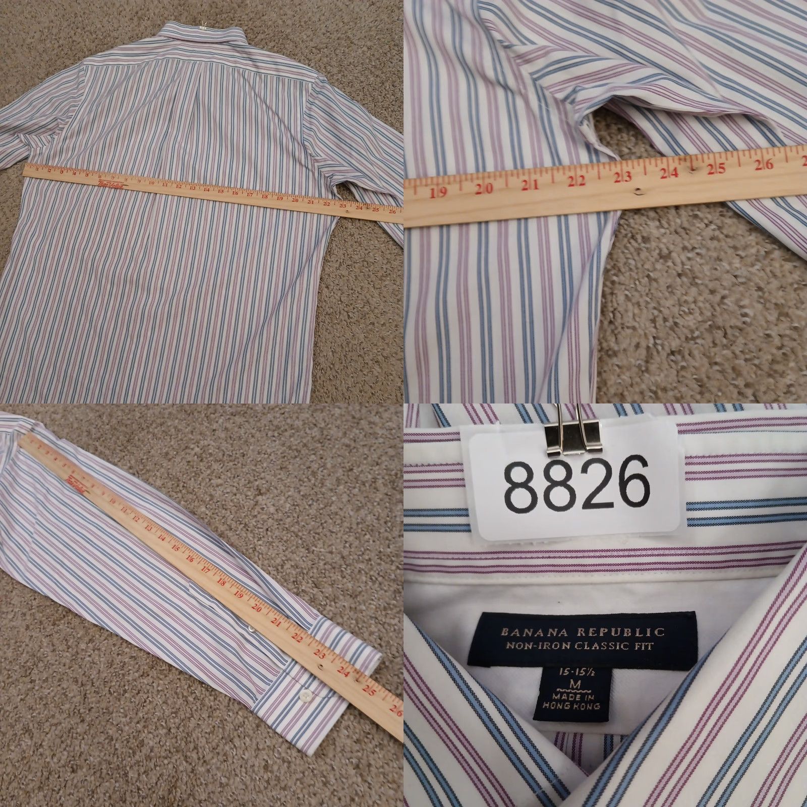 Banana Republic Banana Republic Shirt Mens Medium Blue Purple Striped Long Sleeve Button Up Size US M / EU 48-50 / 2 - 8 Thumbnail