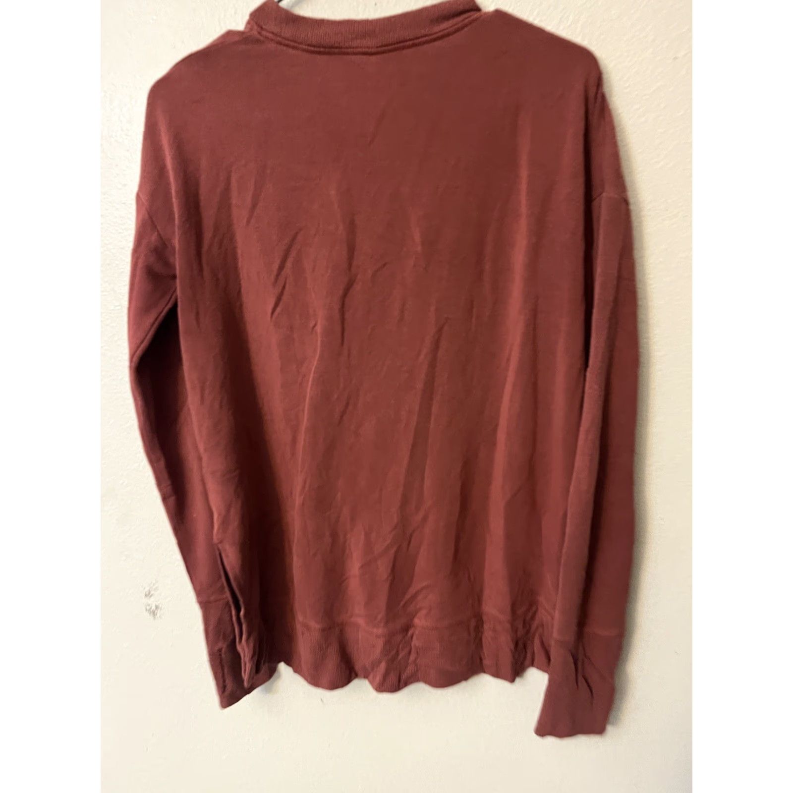 Athleta Athleta Sweatshirt Women XS Maroon Modal Blend Pullover Knit Raglan Sleeve Logo Solid Modern Size XS / US 0-2 / IT 36-38 - 2 Thumbnail