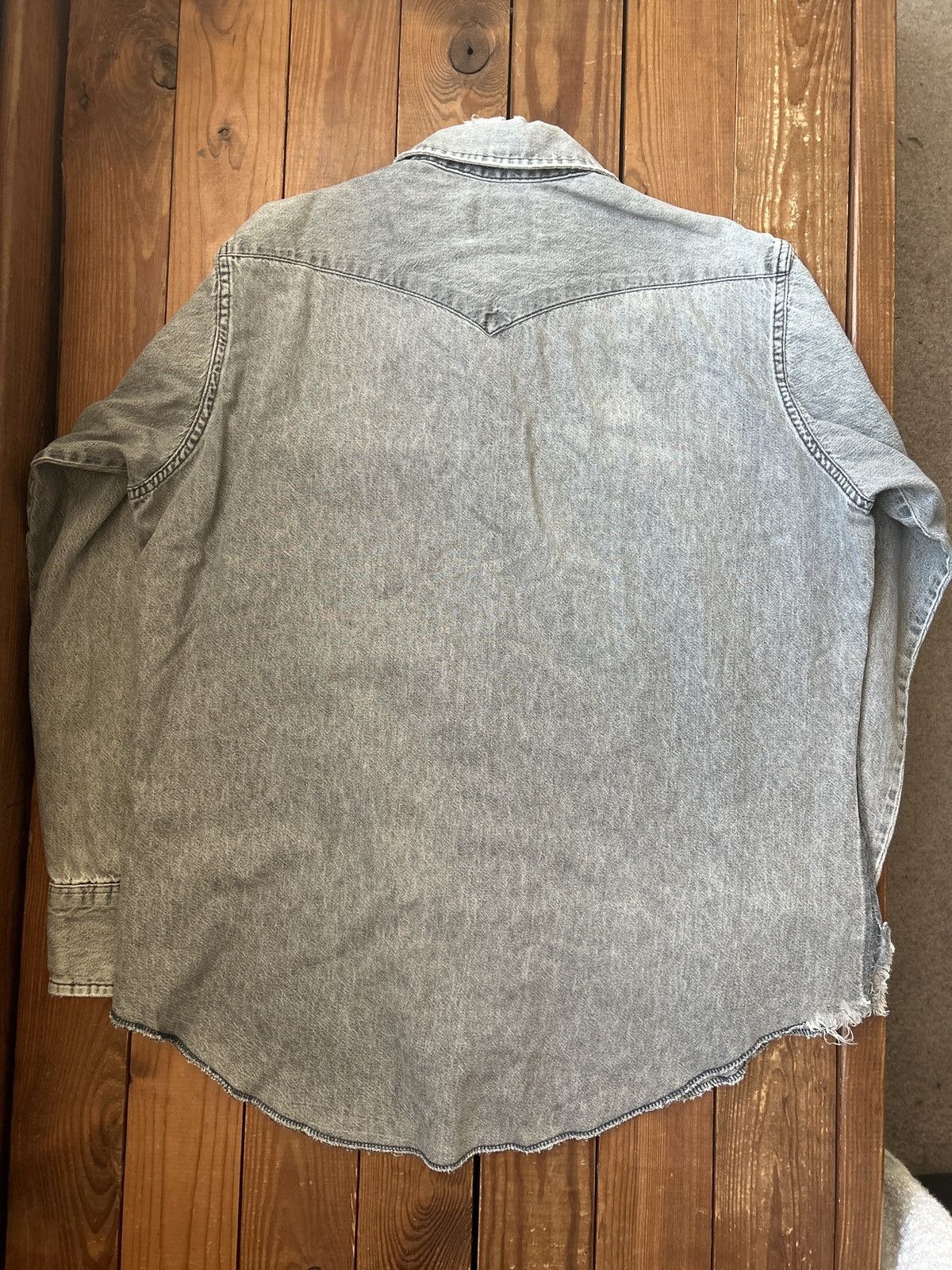Vintage × Wrangler Vintage 80s Wrangler Black Faded Distressed Pearl Snap Shirt Size US L / EU 52-54 / 3 - 4 Thumbnail